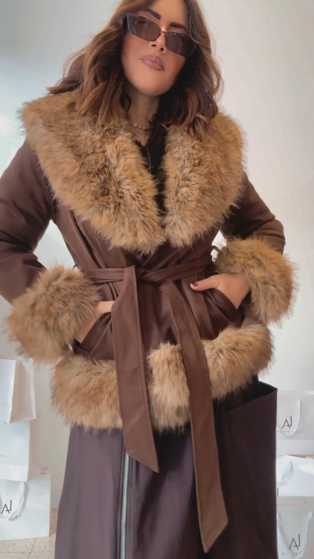 Brown Coat with Fur