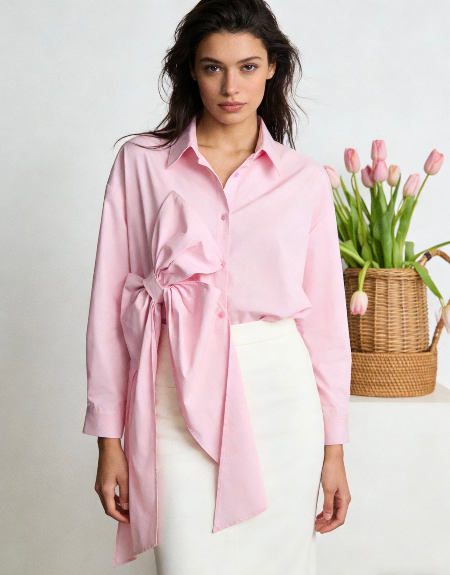 Bow Shirt in Pink