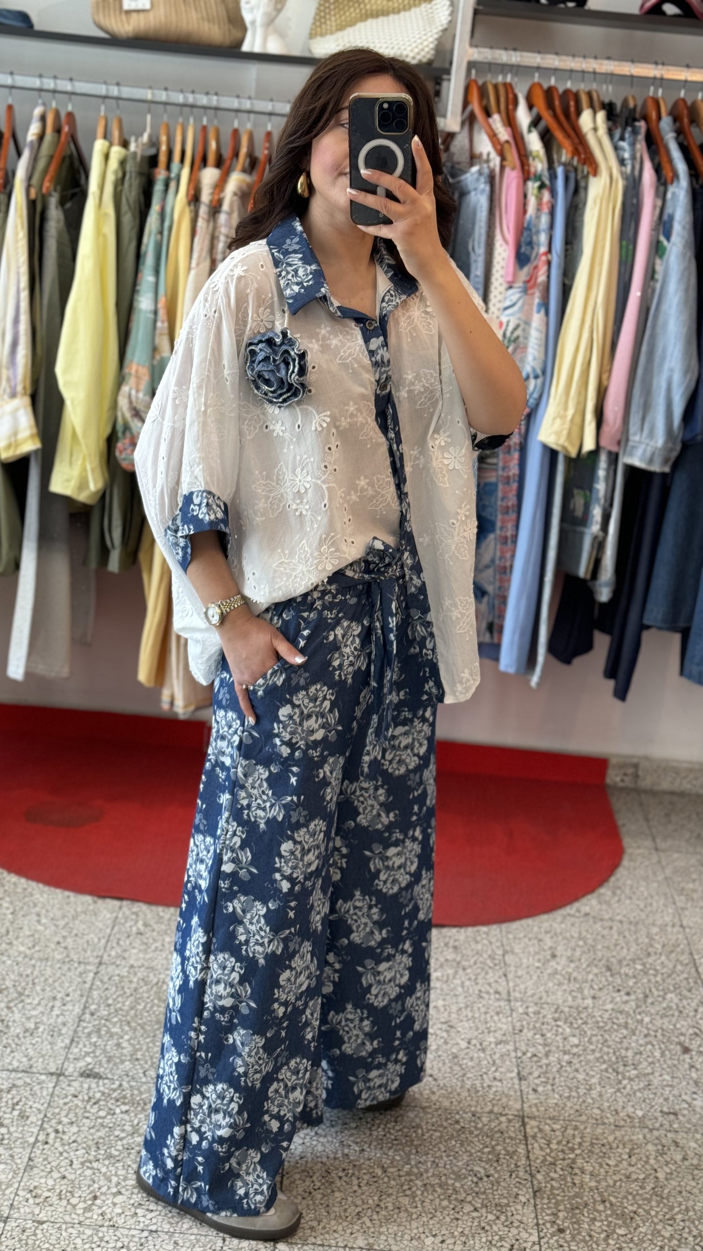 Relaxed Set in Blue & White Flower Print