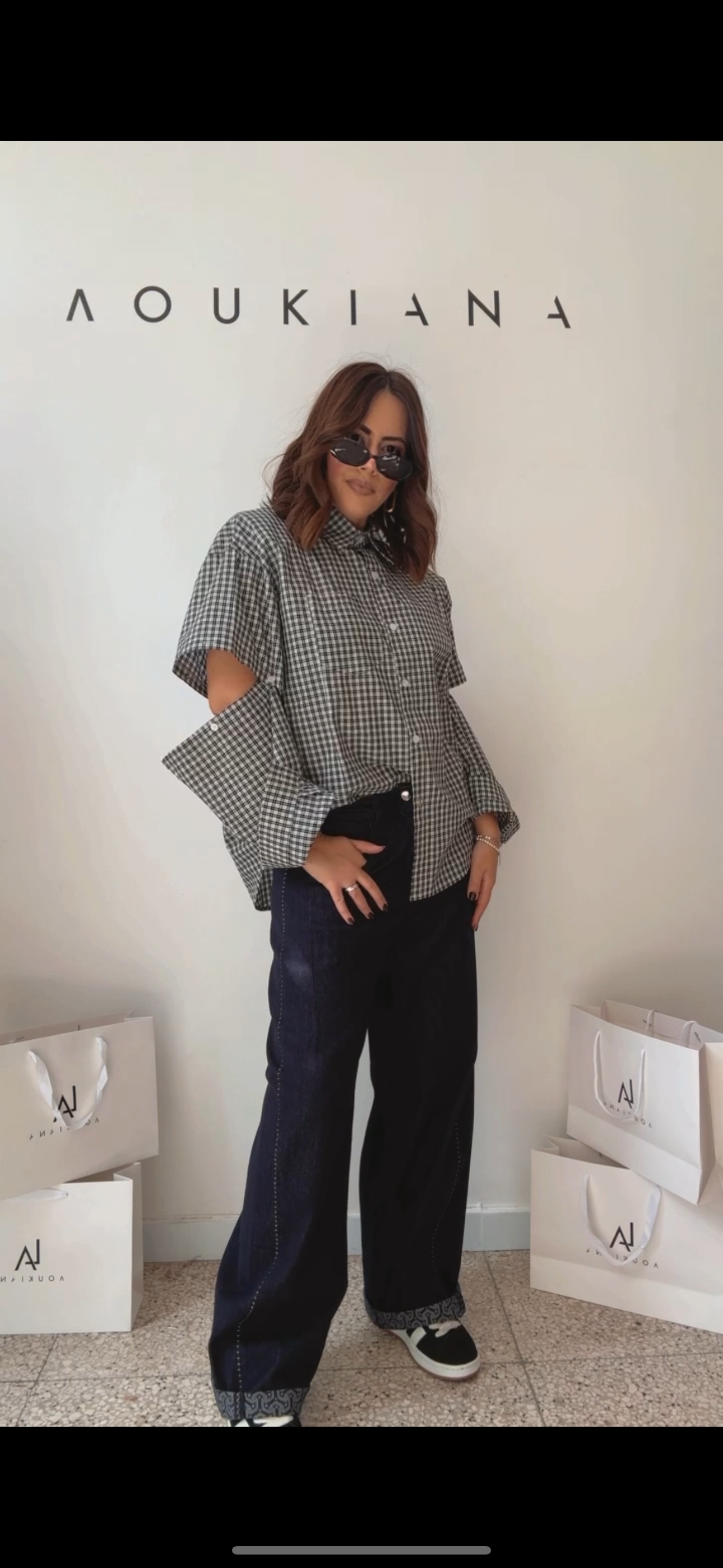 Shirt with Elbow Cutout in Black & White