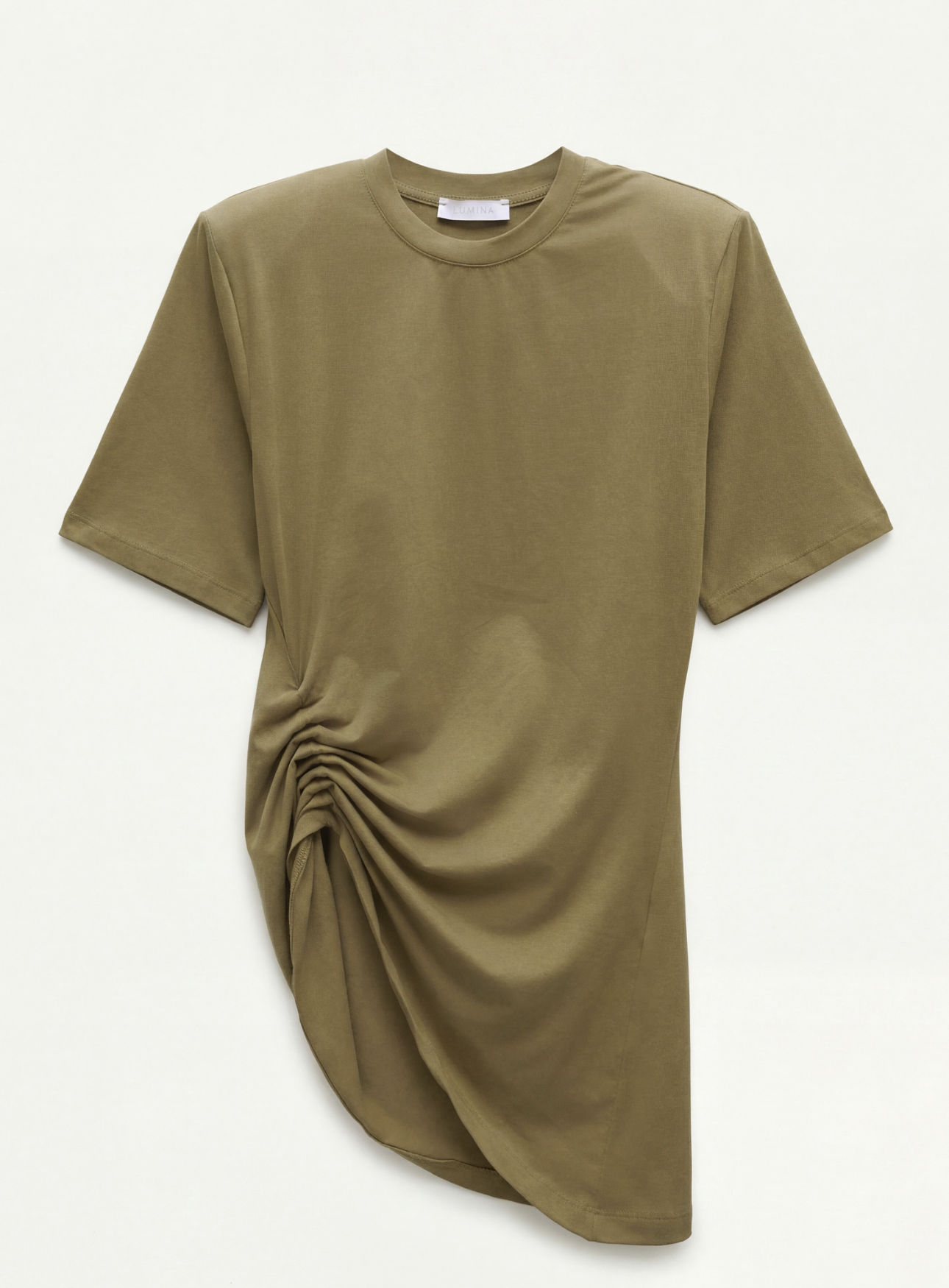 Side-Cinch T-Shirt in Khaki
