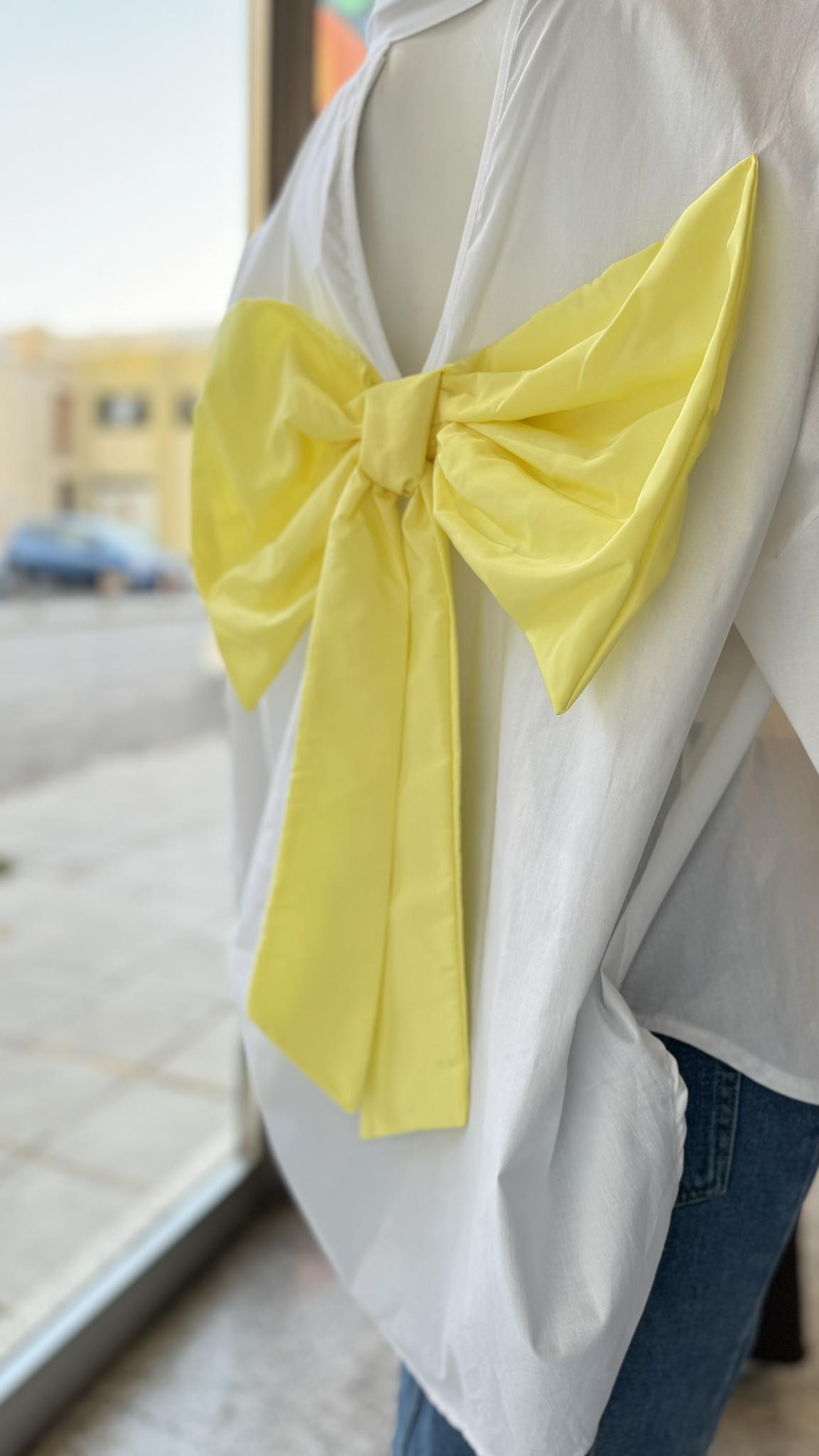 White Shirt with Yellow Bow