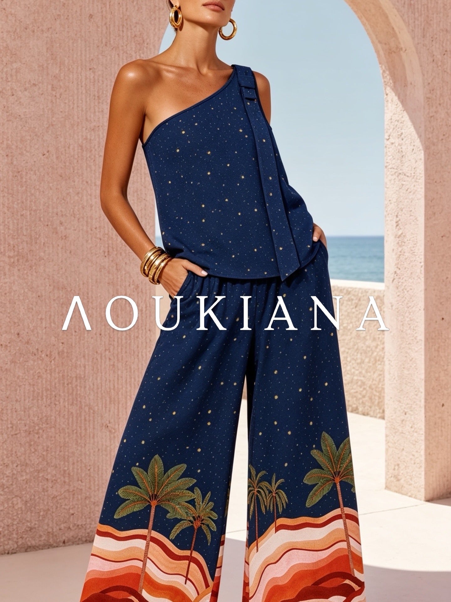 Tropical Print Set in Blue