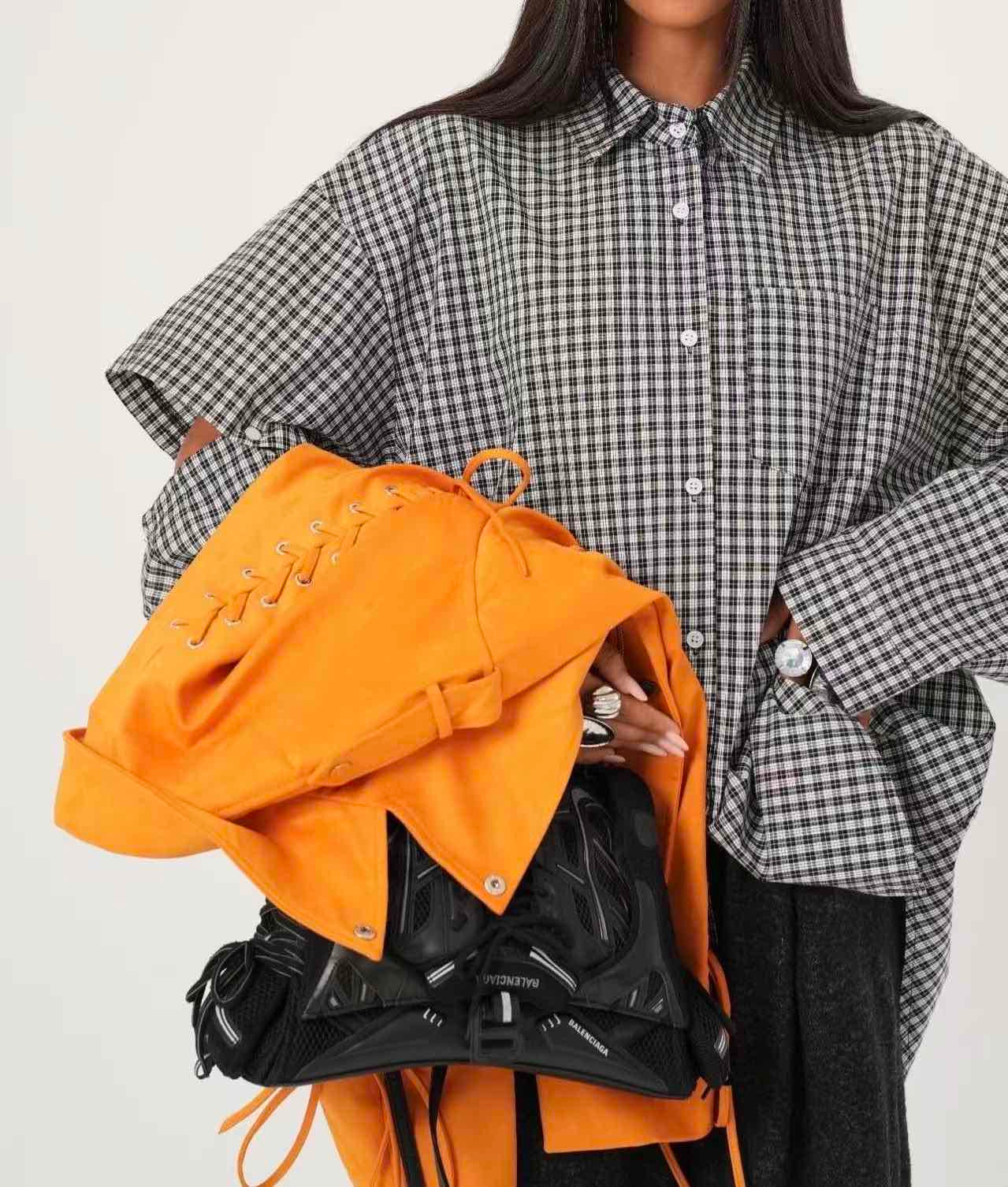 Shirt with Elbow Cutout in Black & White