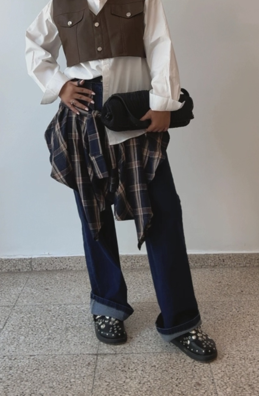 Blue Jeans with Attached Shirt Detail