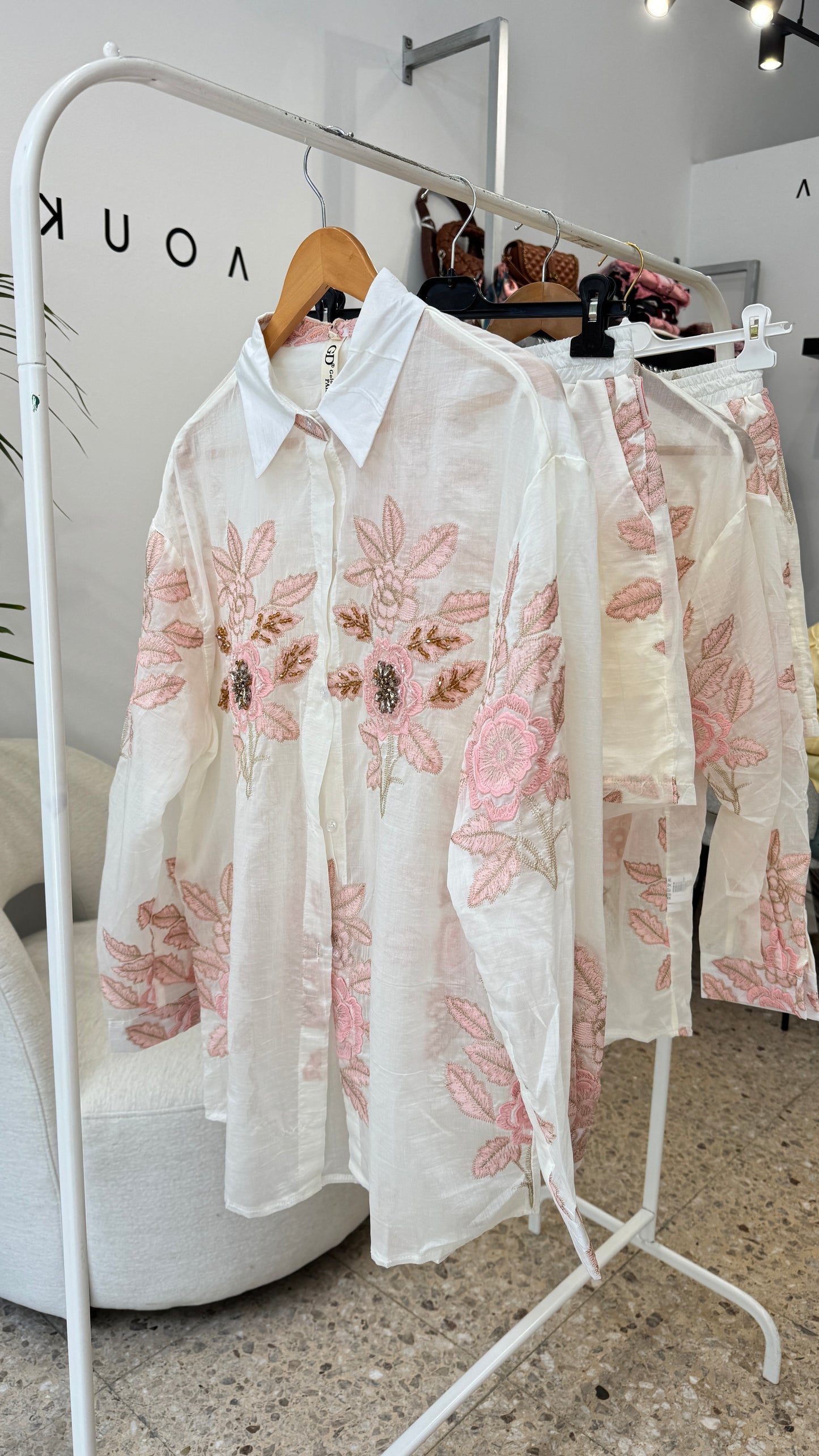 Embroidered Set in Cream
