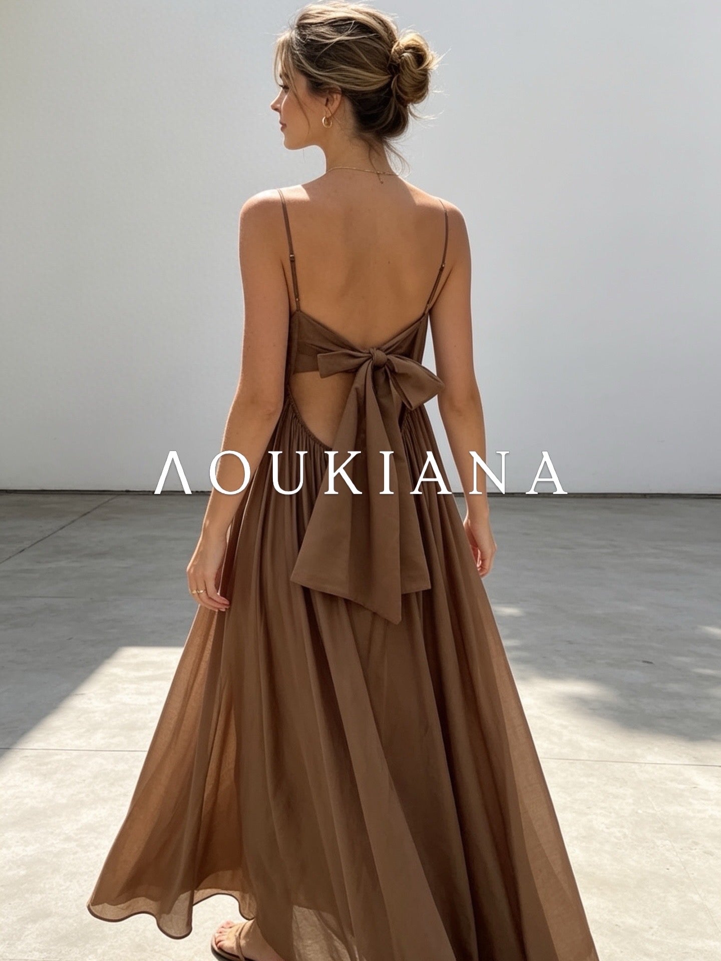 Brown Dress with Bow Back