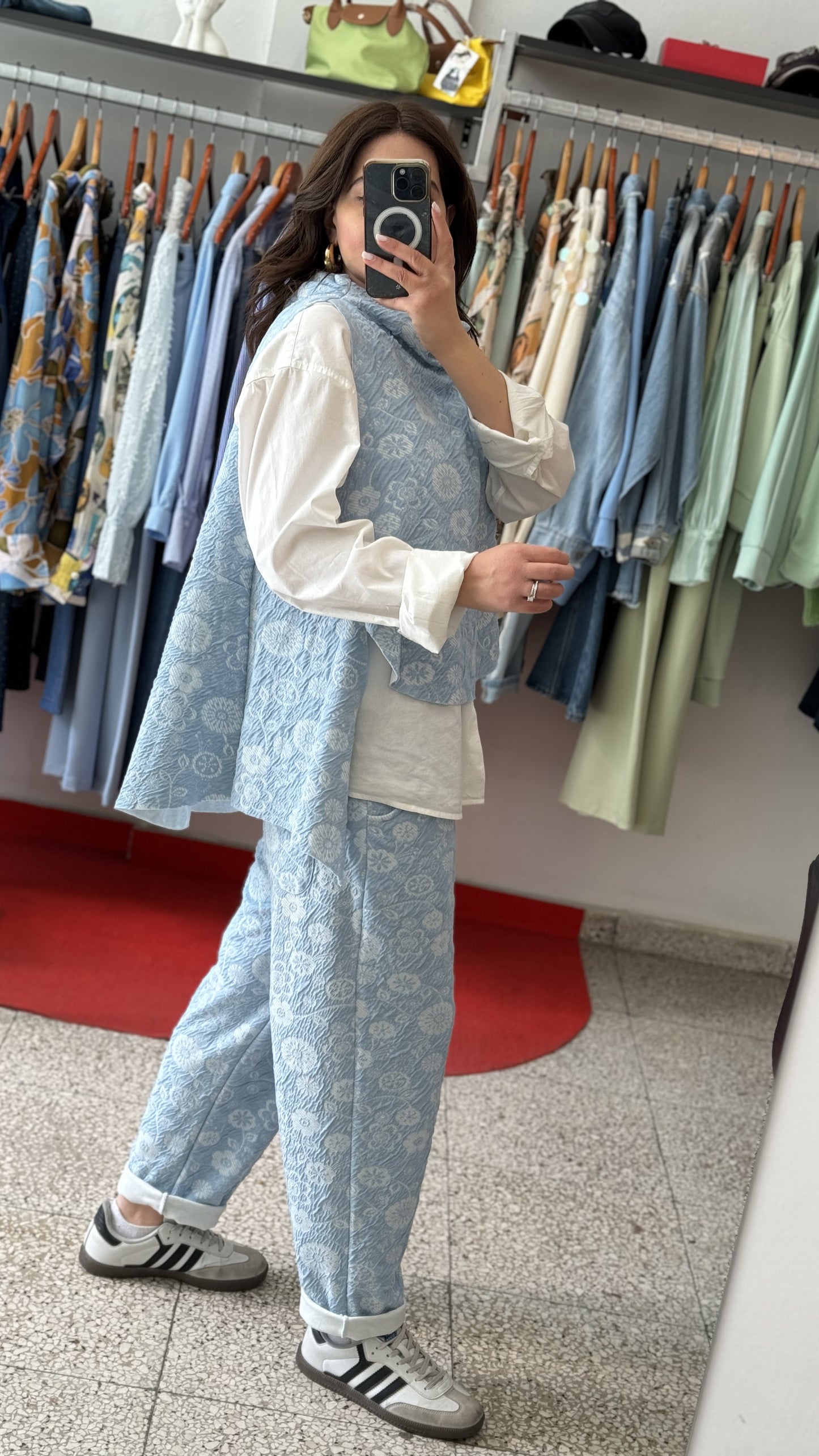 Relaxed Set in Light Blue with Flower Print
