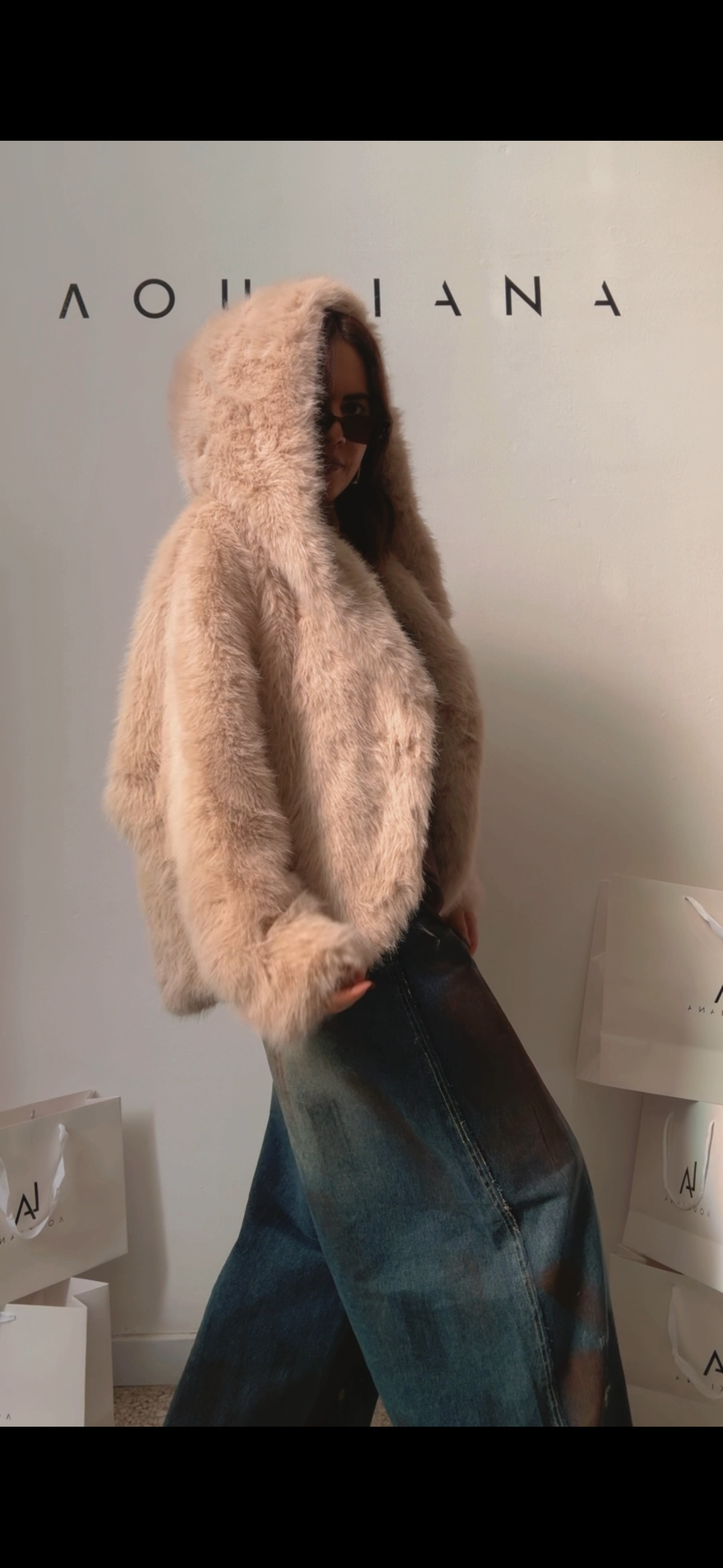 Fur Coat in Beige