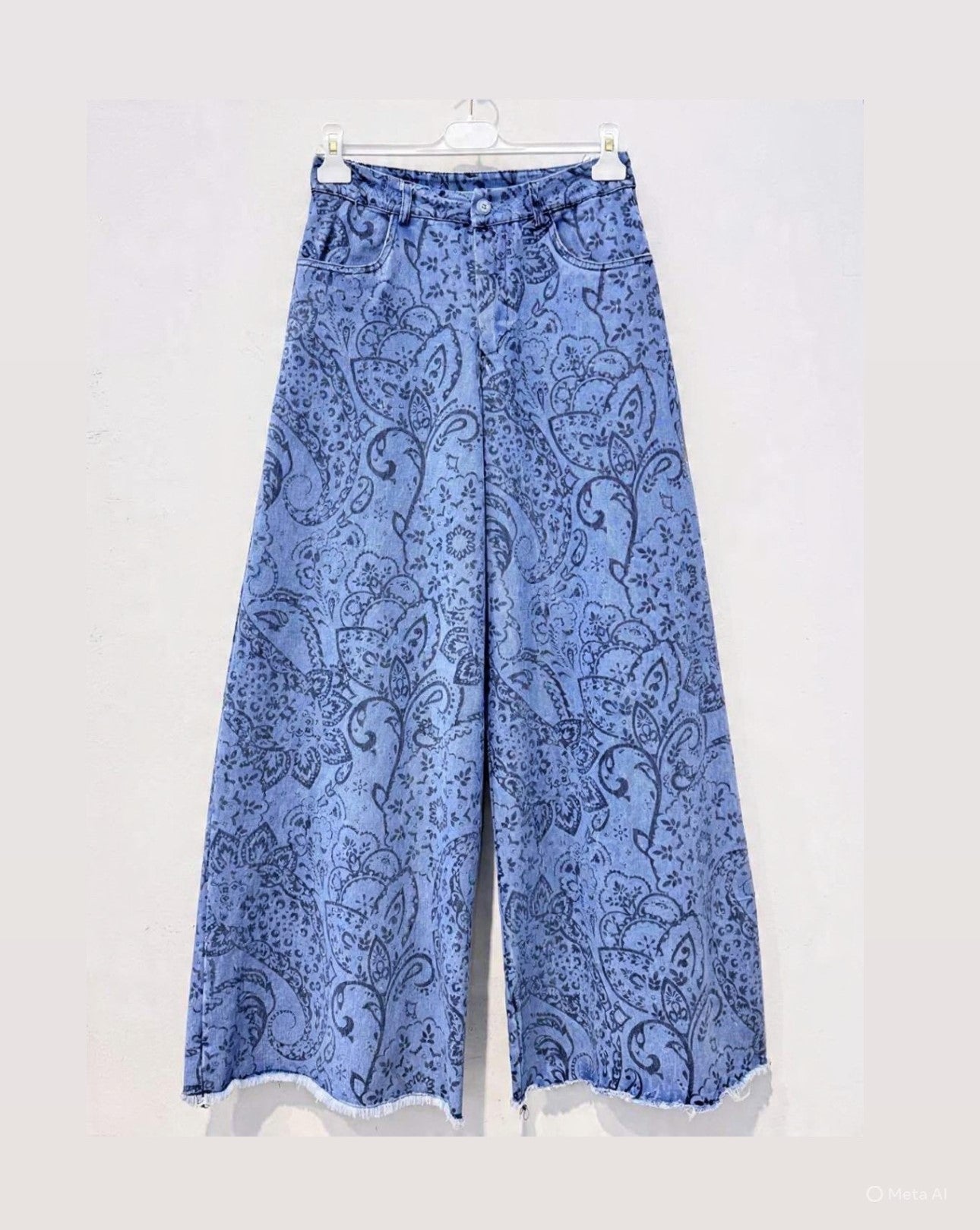Printed Wide Trousers in Blue