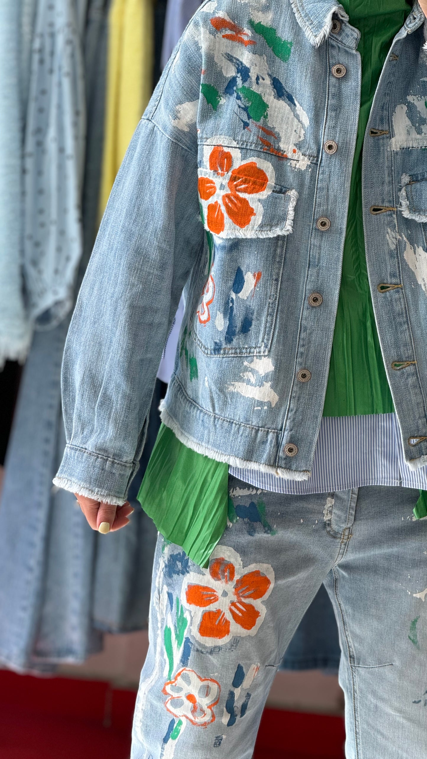Jean jacket with prints