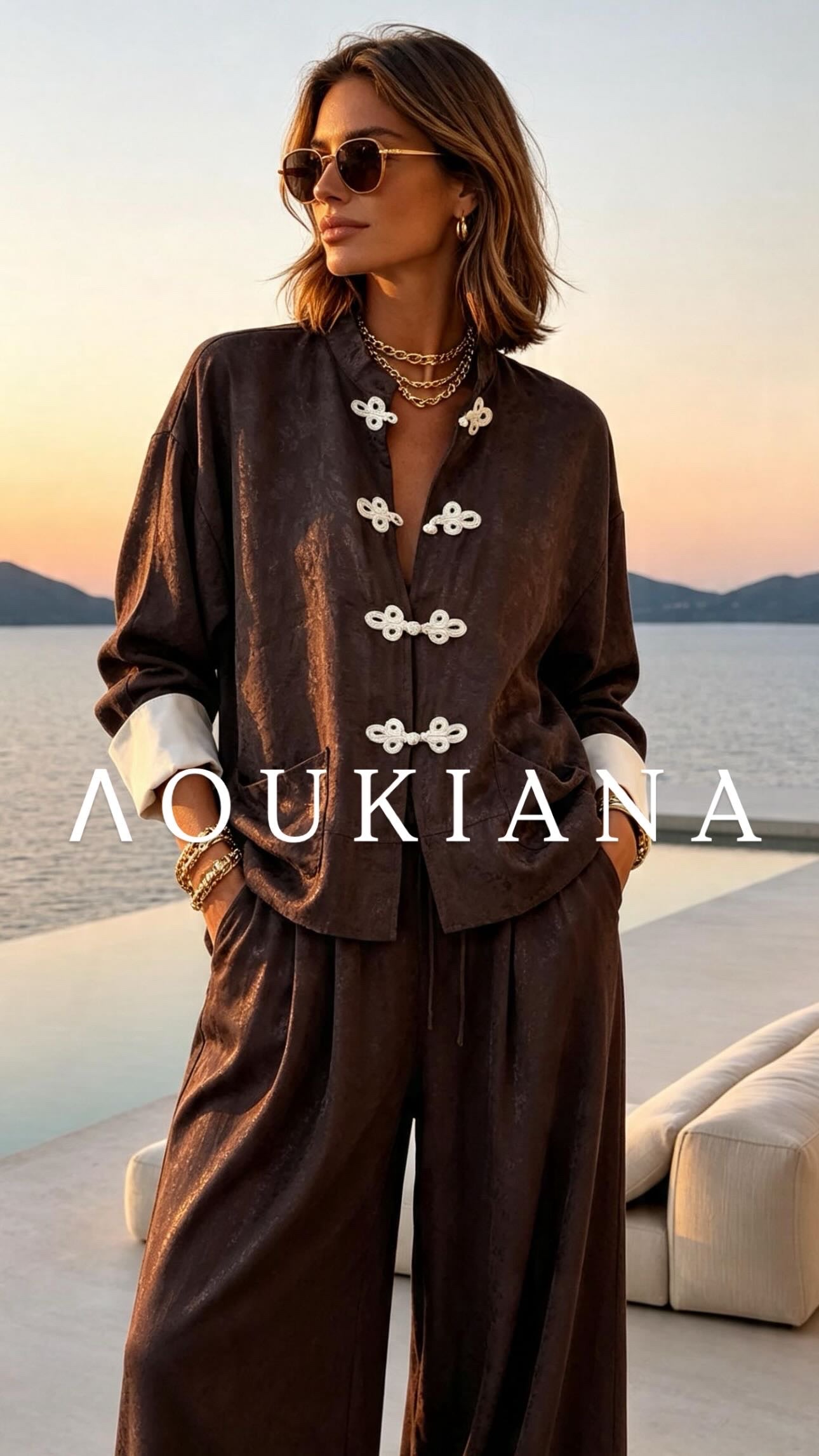 Elegant set in brown color