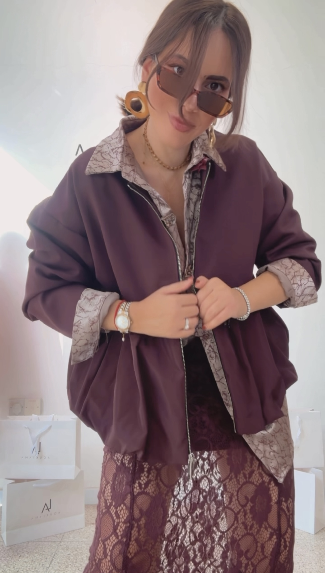 Bomber Jacket in Bordeaux