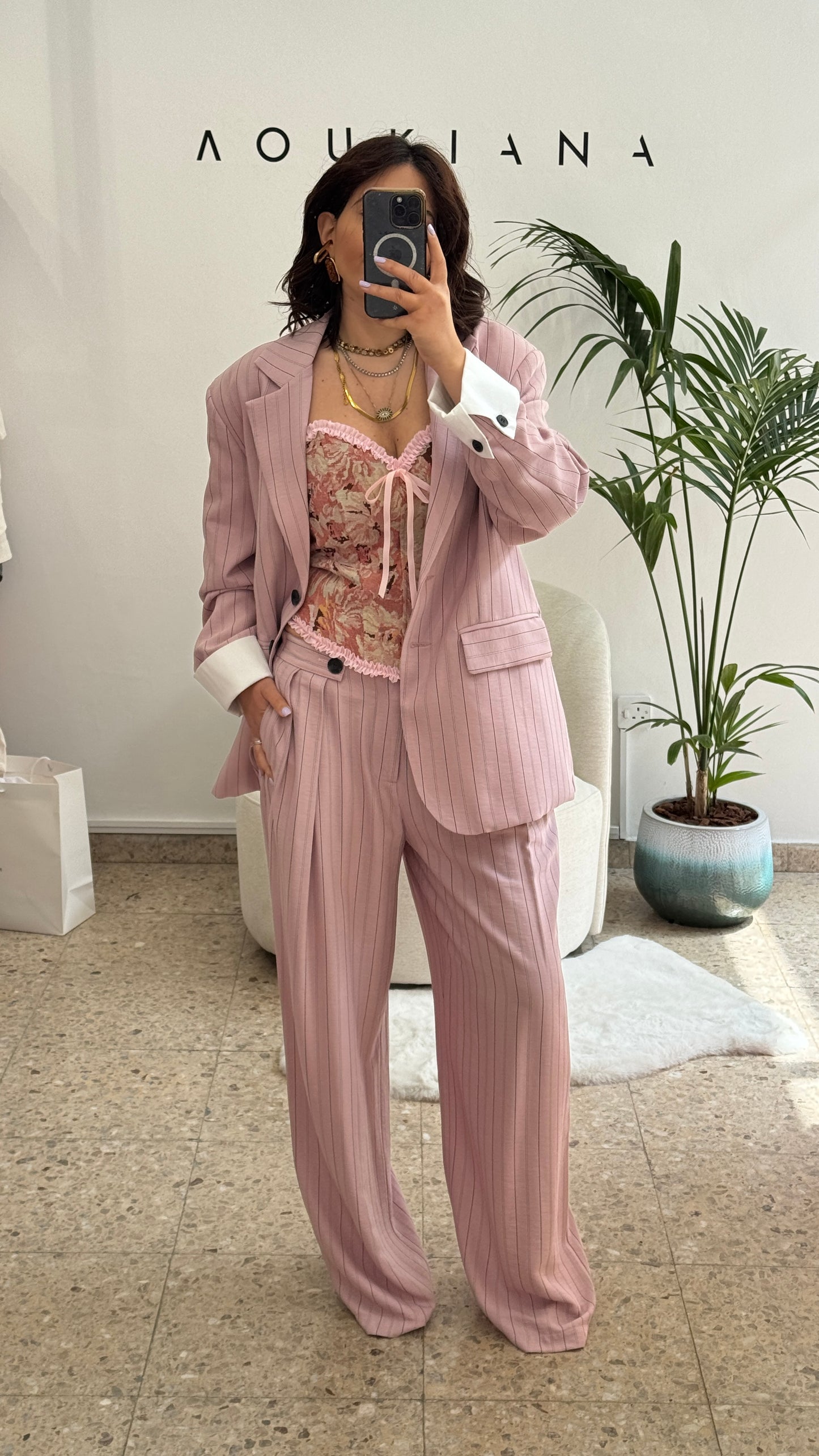 Striped Suit Set in Pink