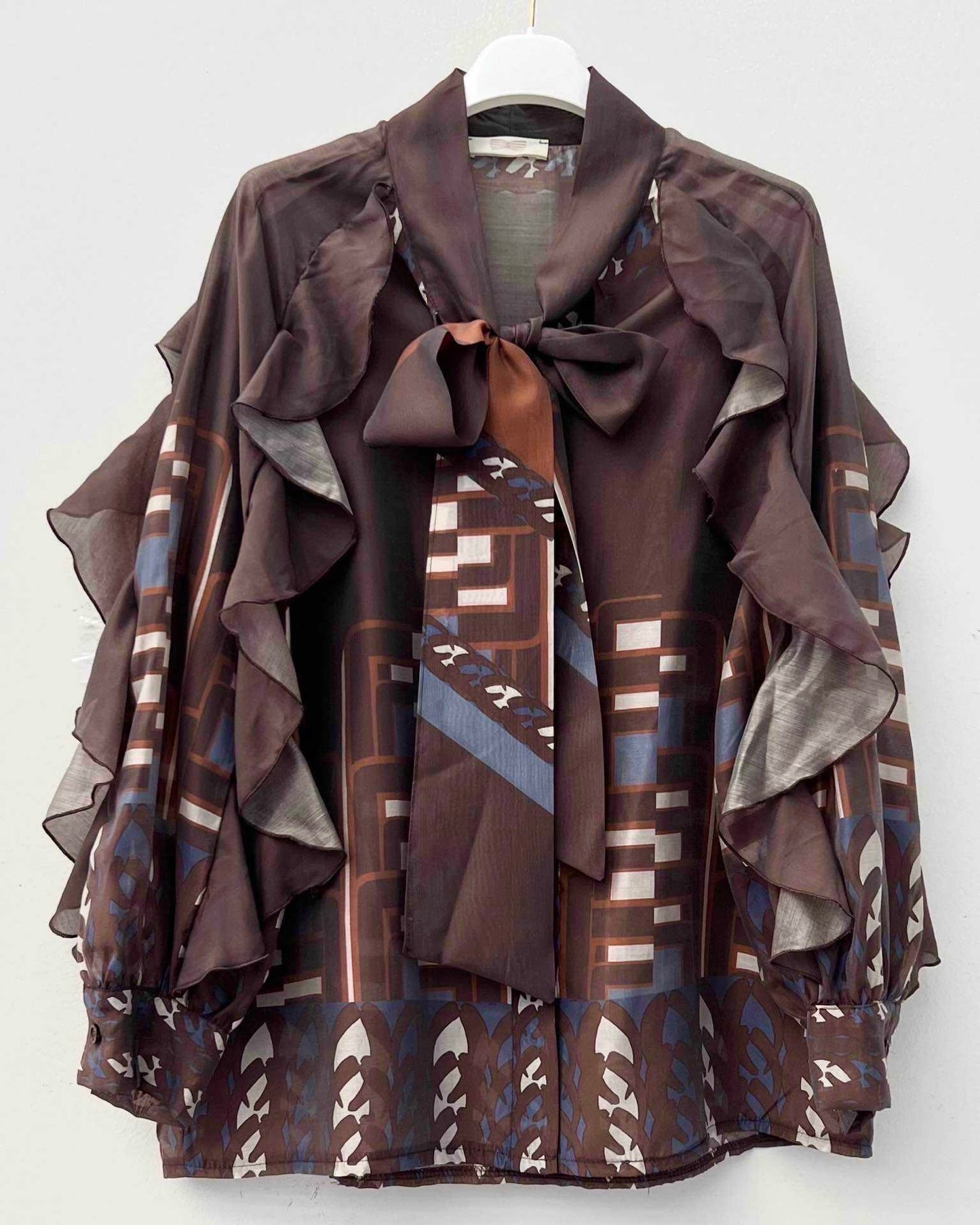 Tie-Front Shirt with Frill