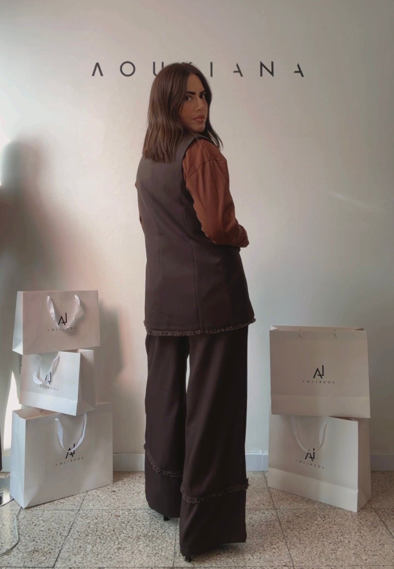 Suit Vest Set in Dark Brown