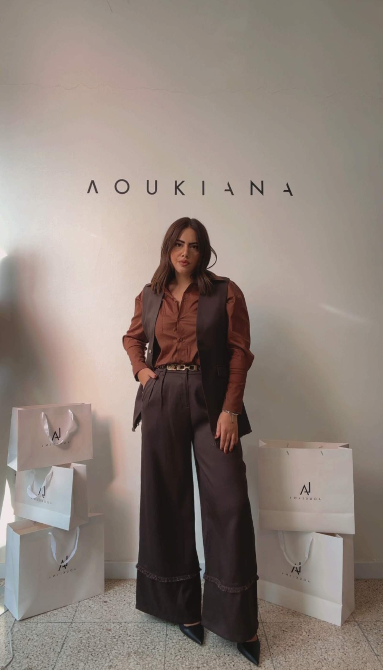 Suit Vest Set in Dark Brown