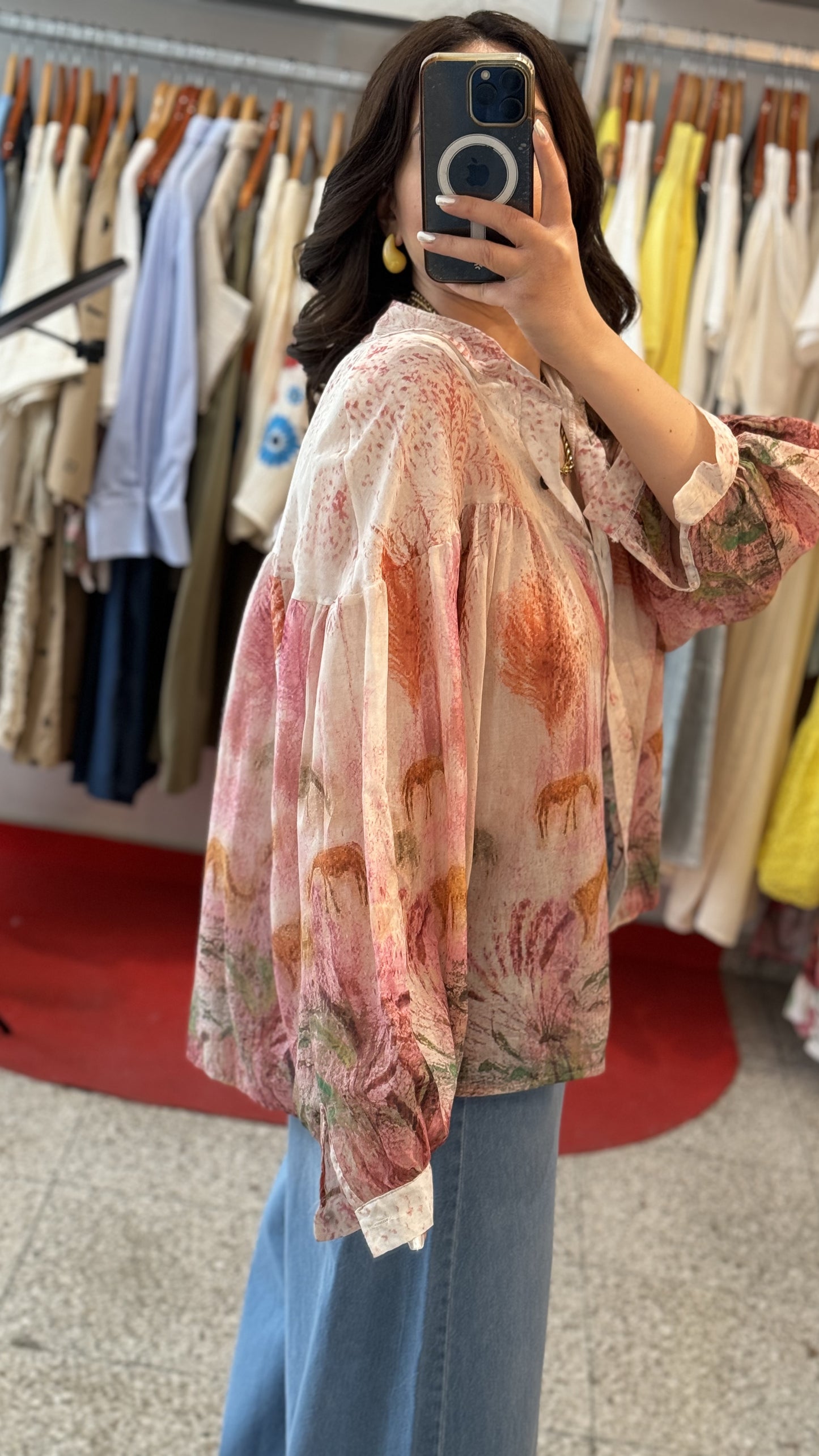 Relaxed Shirt in Pink Print