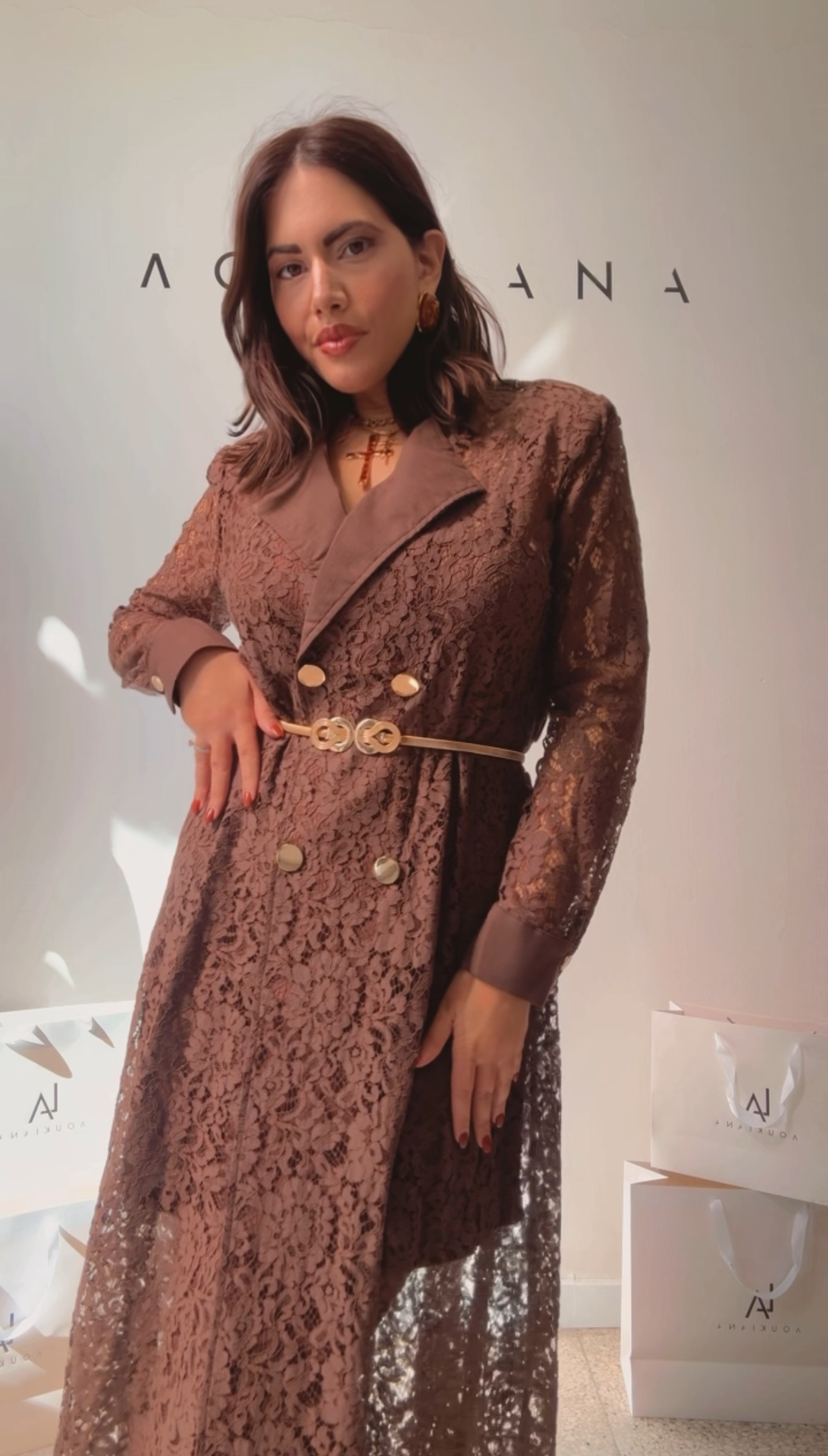 Lace Dress in Brown