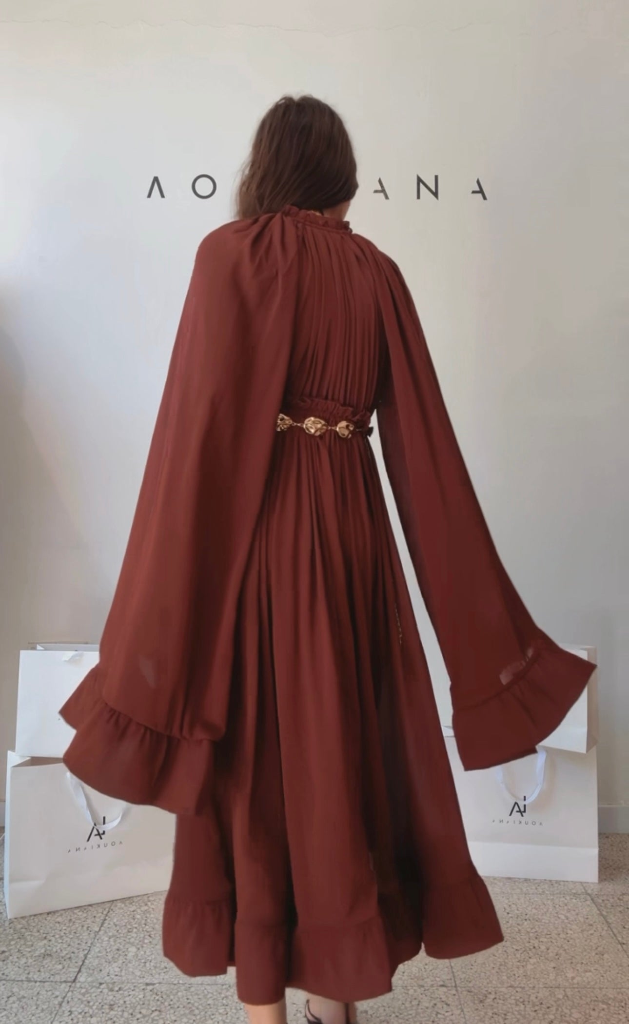 Midi Dress in Brown