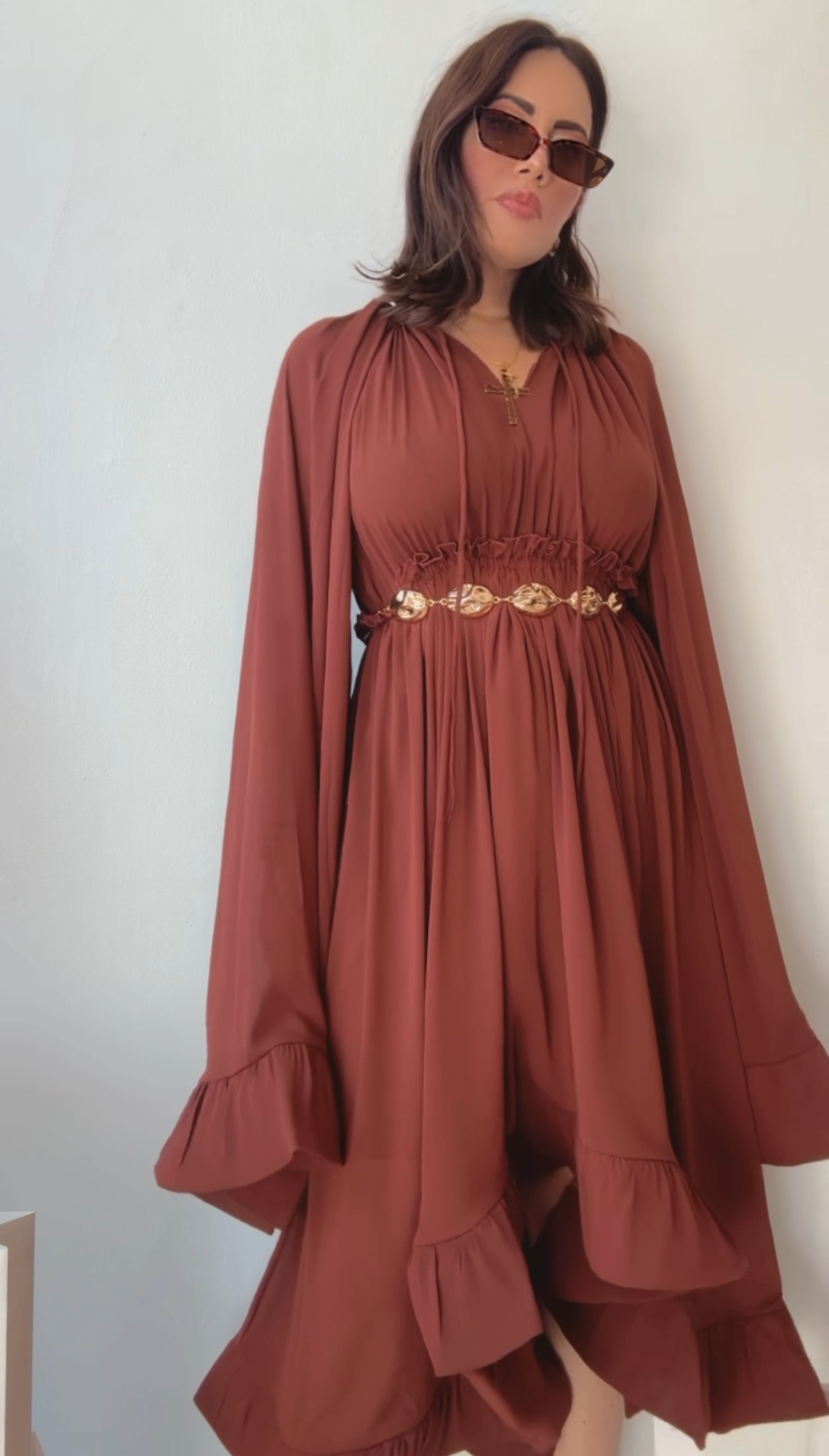 Midi Dress in Brown