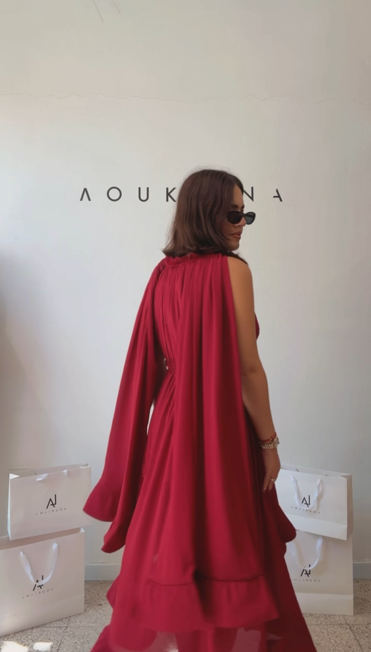 Midi Dress in Berry Red
