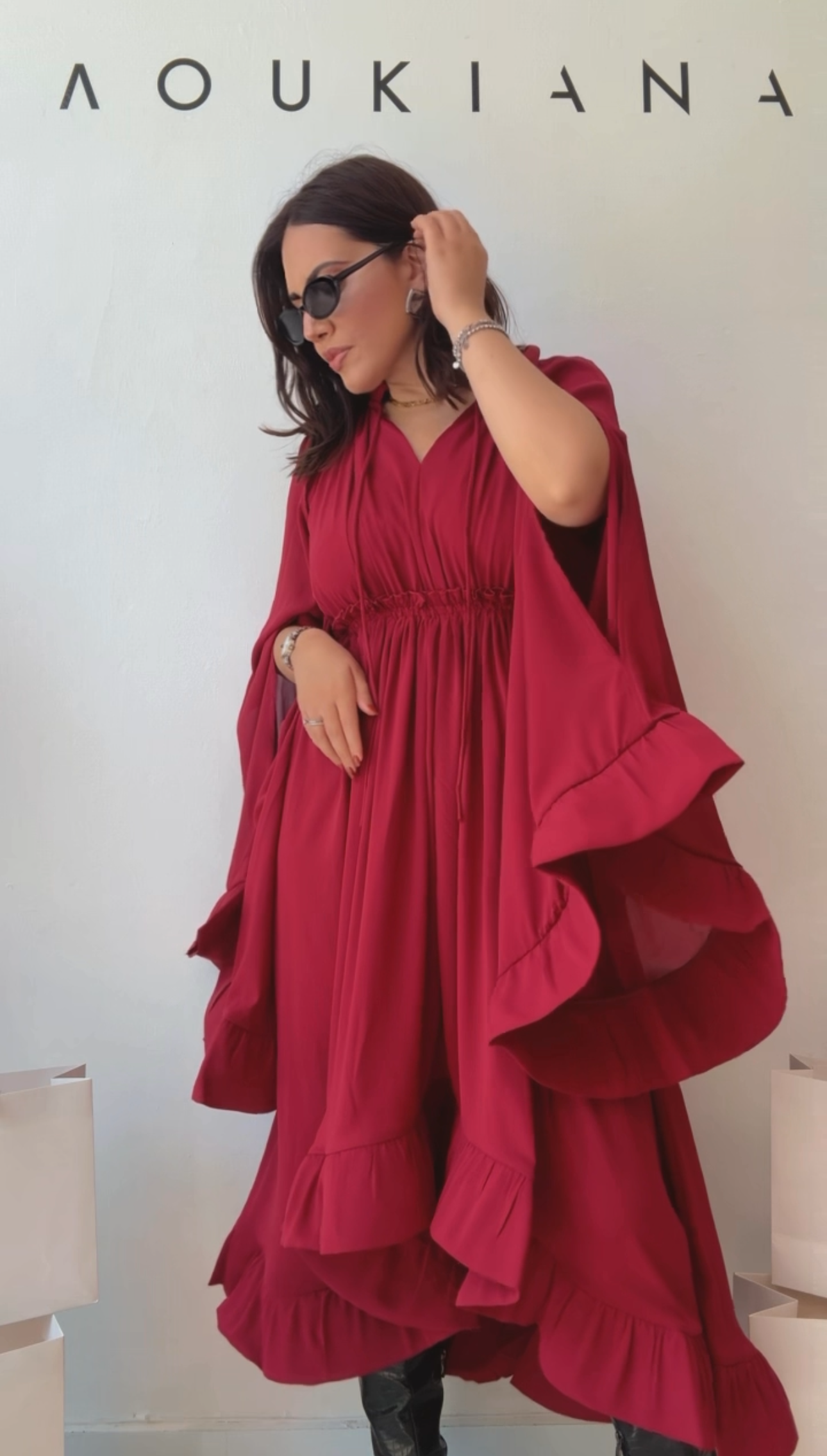 Midi Dress in Berry Red