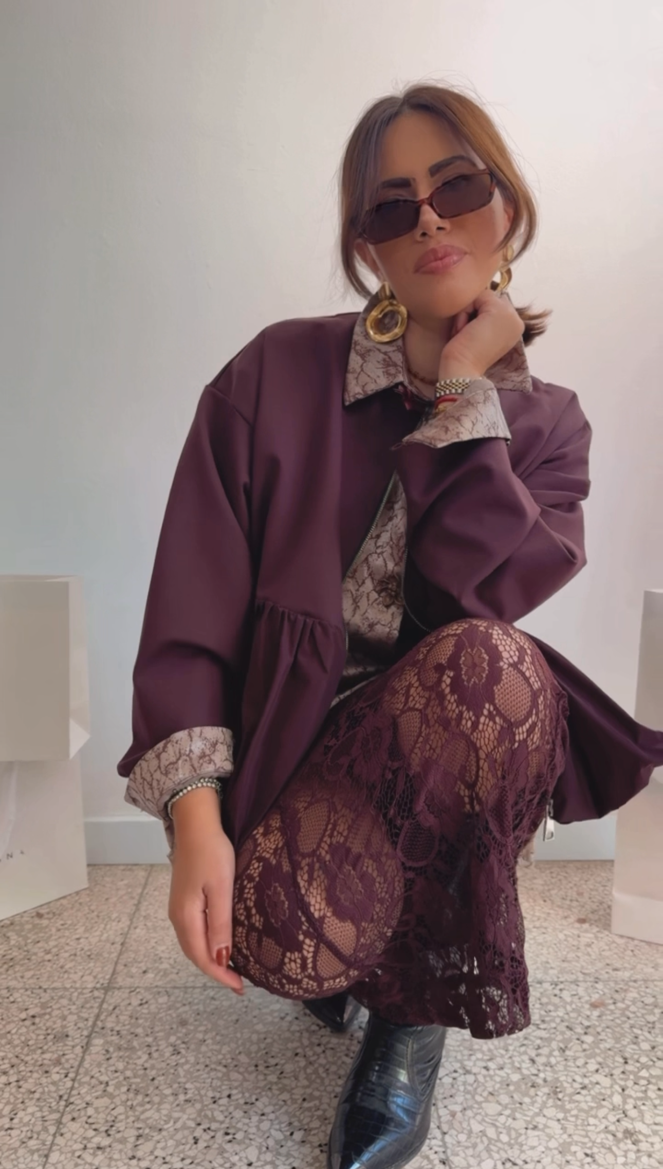 Bomber Jacket in Bordeaux