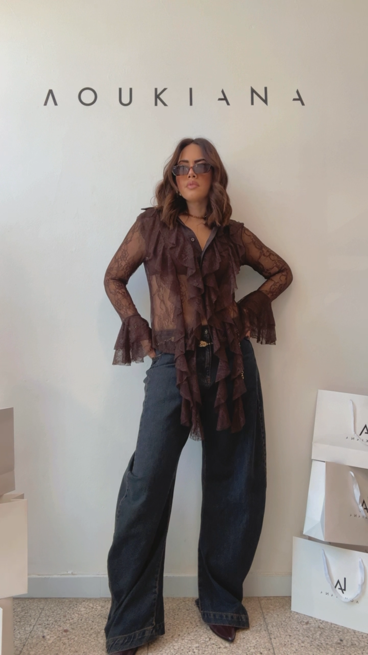 Lace Shirt in Brown