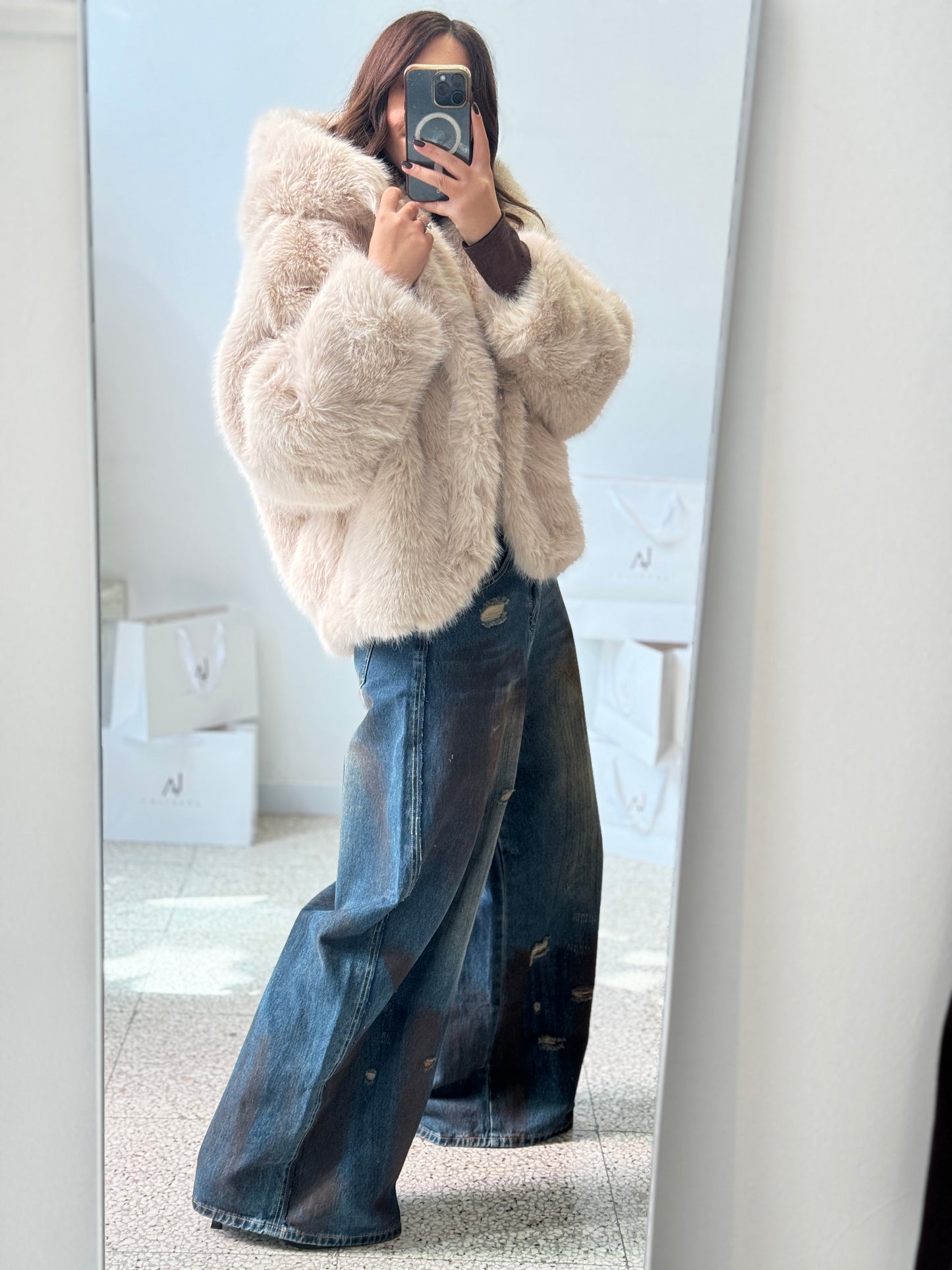 Fur Coat in Beige