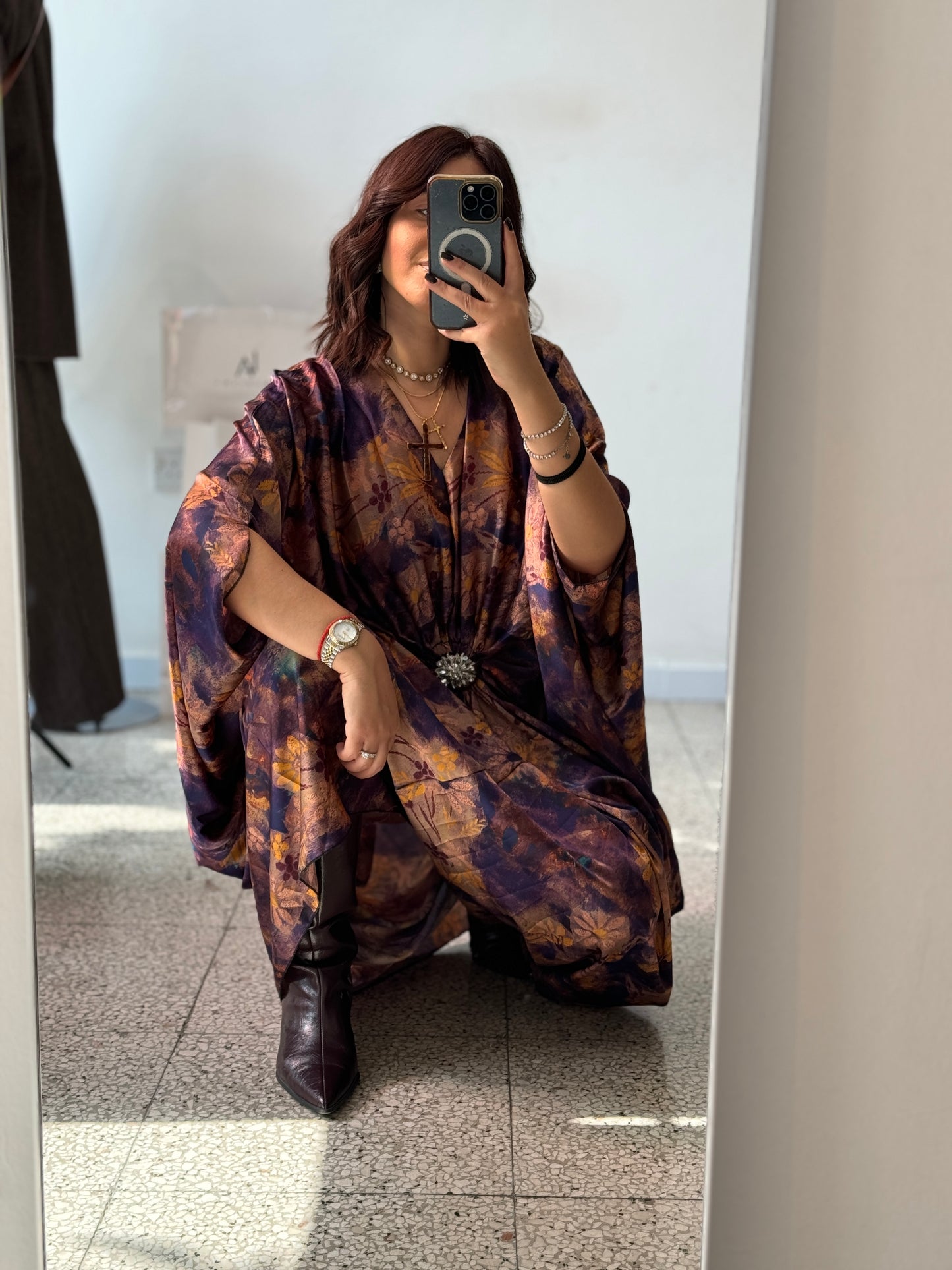 Maxi Dress in Purple & Yellow Flower Print