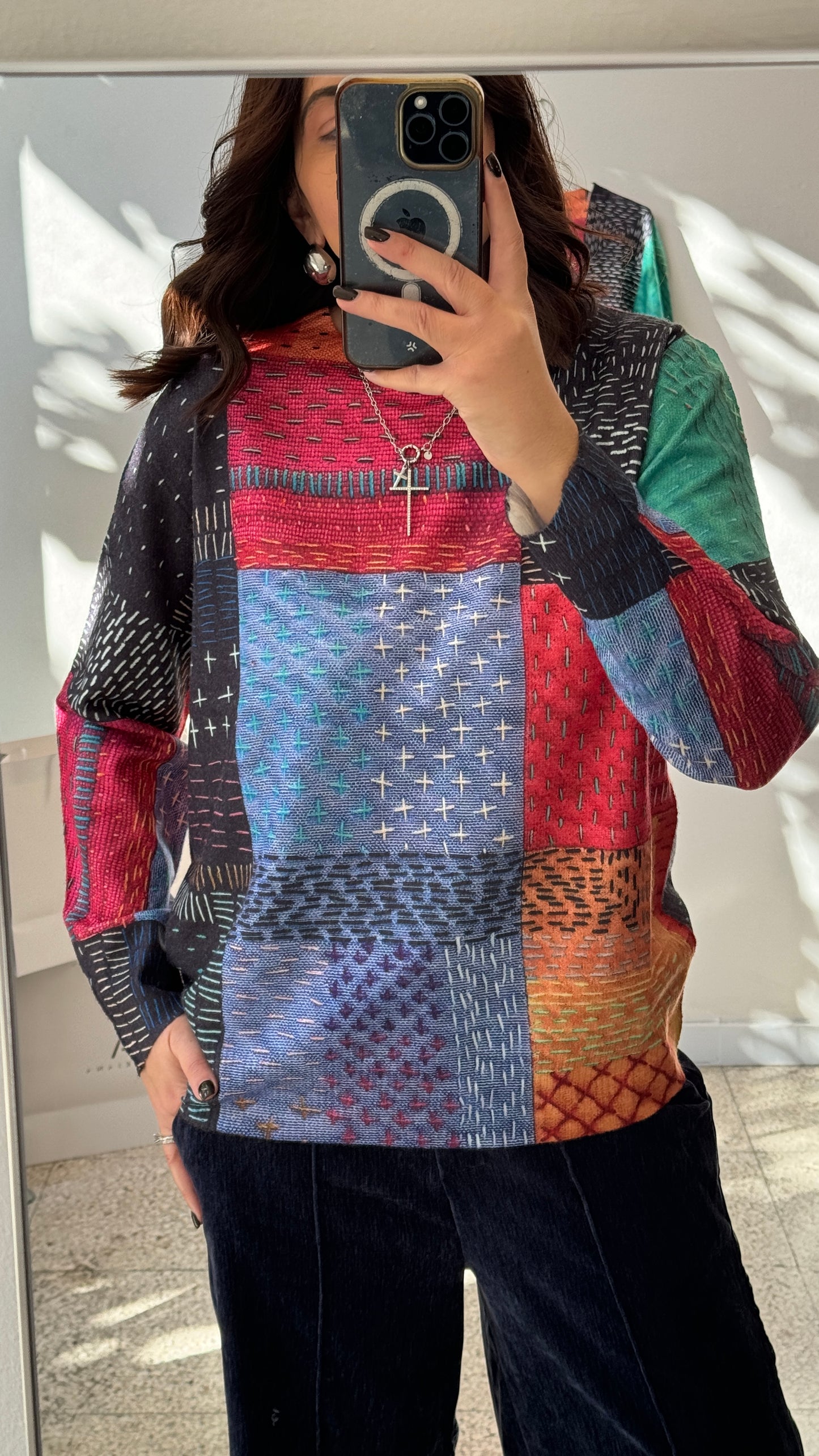 Knitted Top with Color Blocks