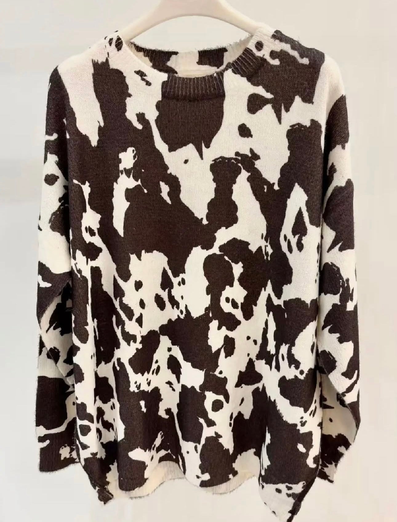 Knitted Top in Cow Print