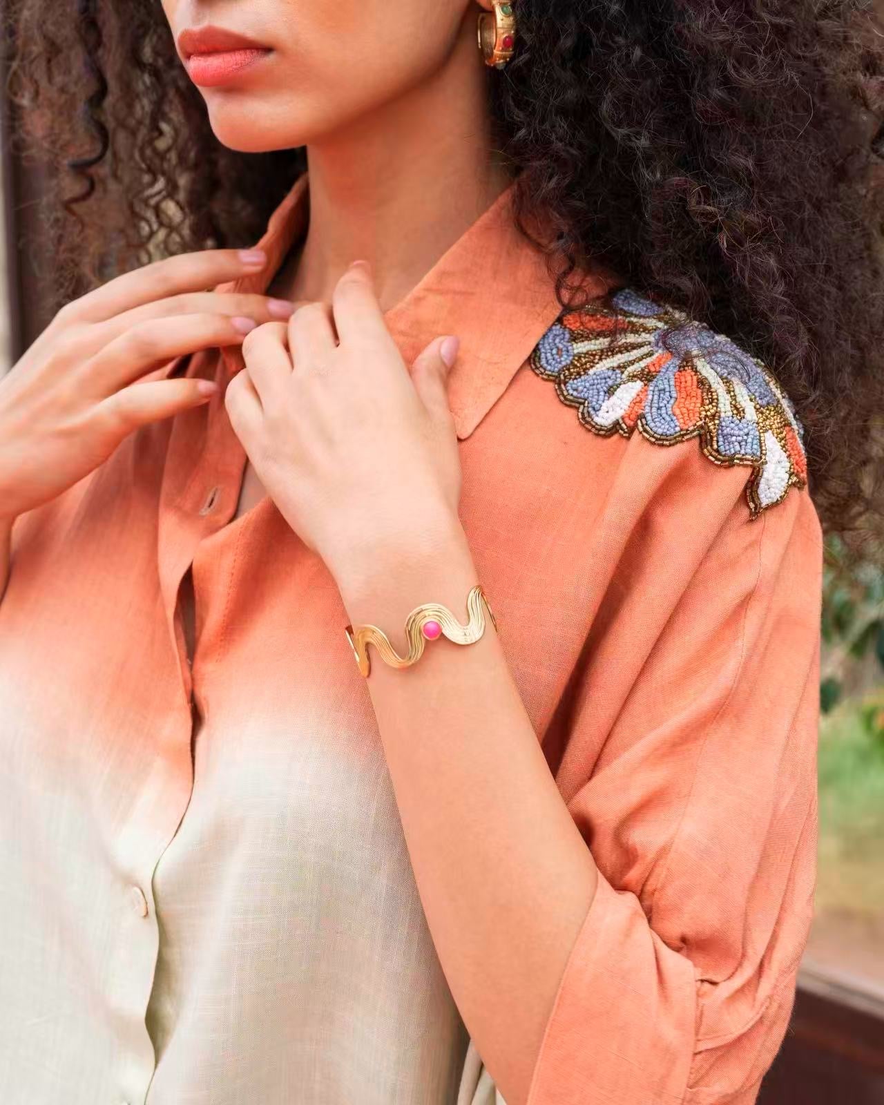 Ombre Shirt in Beige-Orange