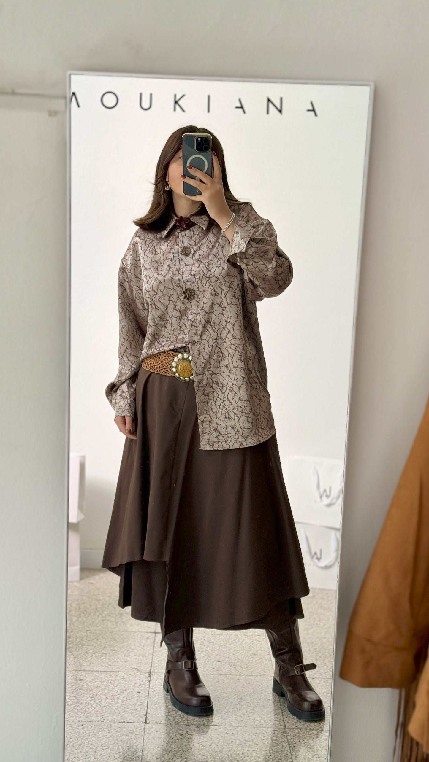 Unique Shirt with Flower Button Detail