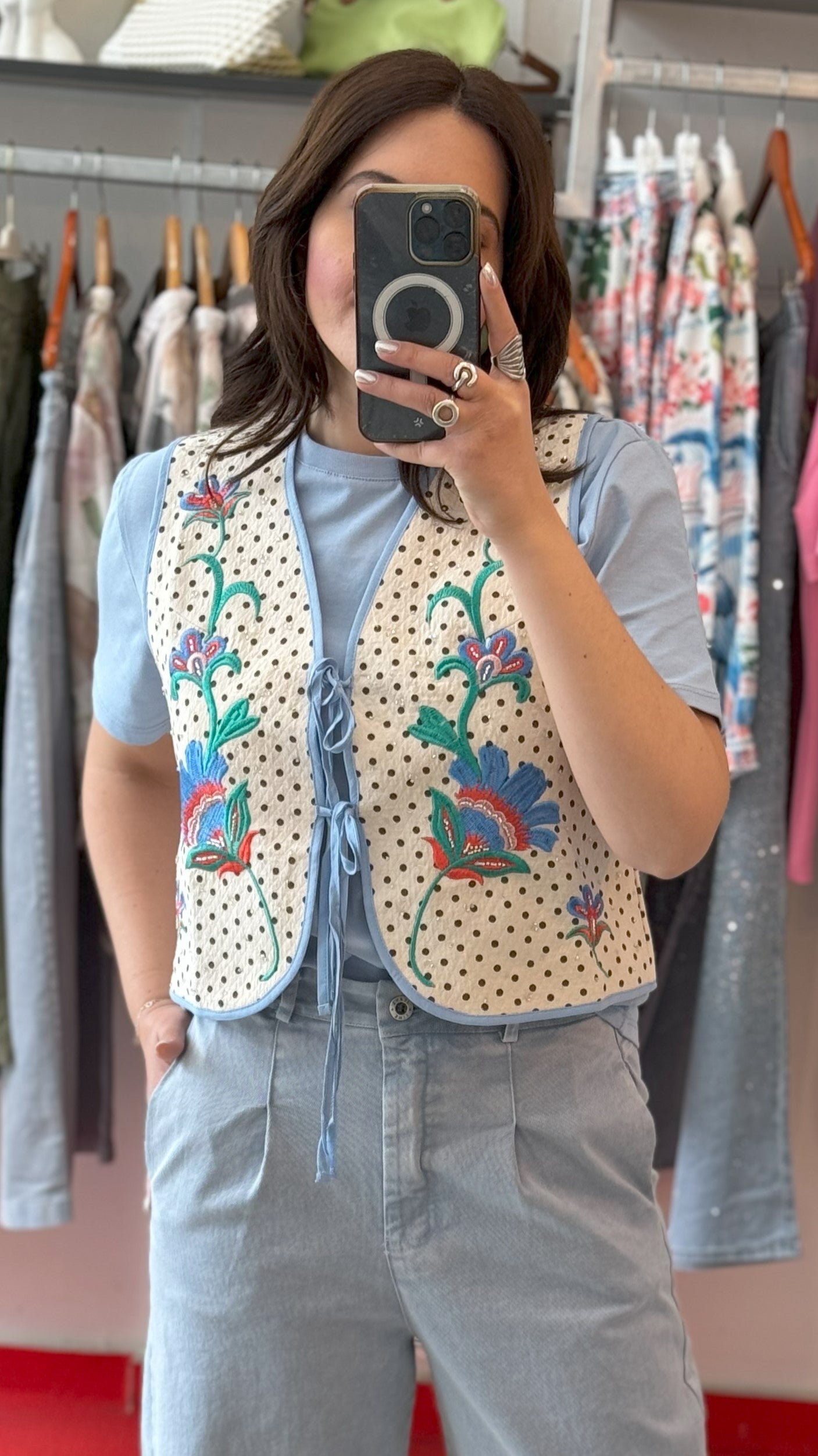 Vest in Blue Flower Print