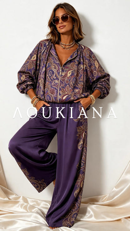 Printed set in violet colour