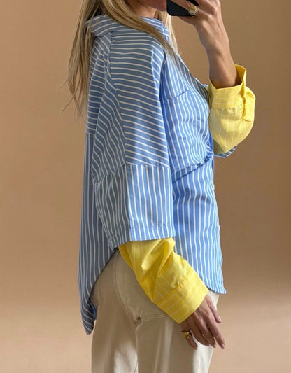 Shirt in blue color with yellow