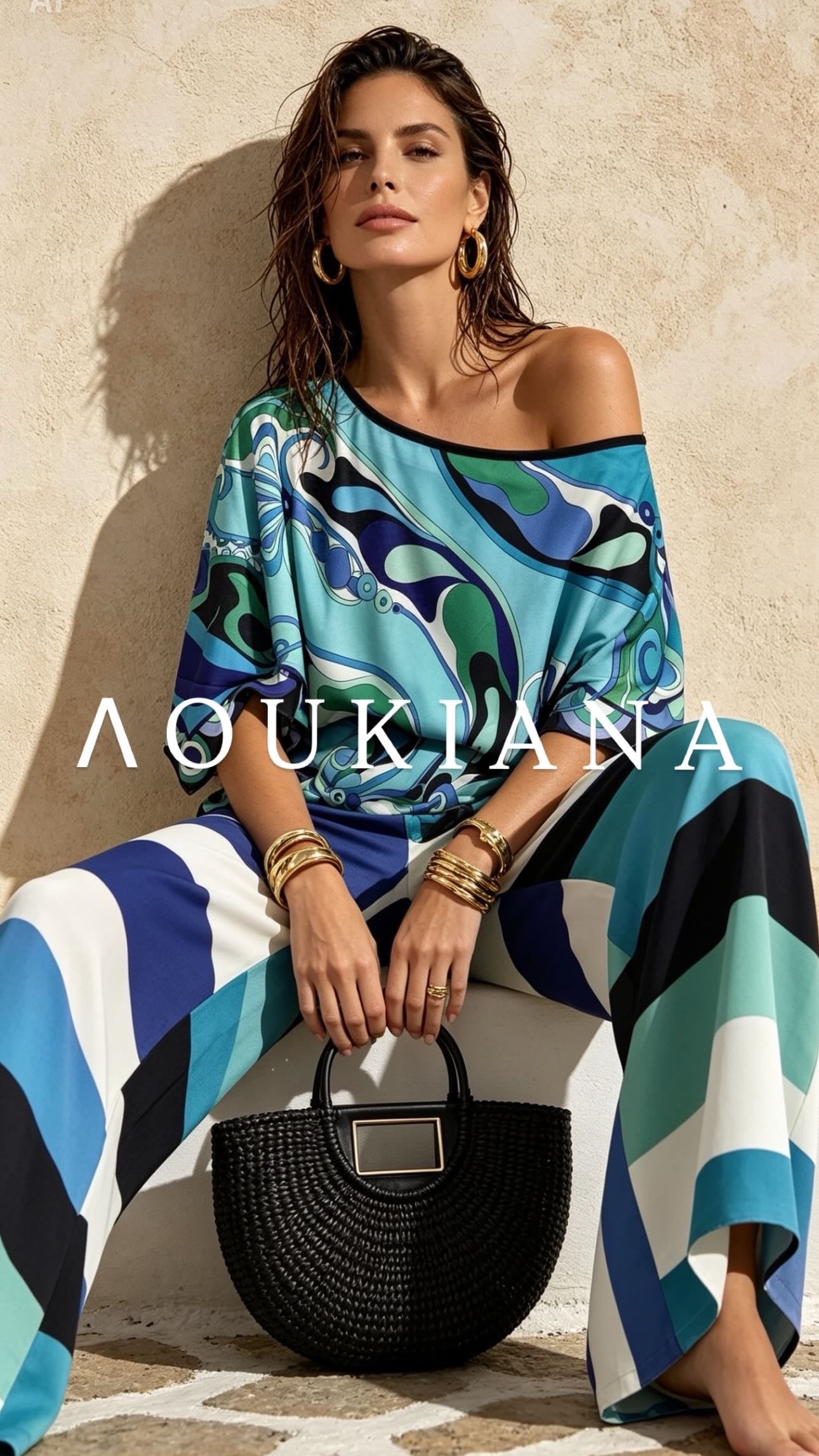 Elegant Set with Blue Print