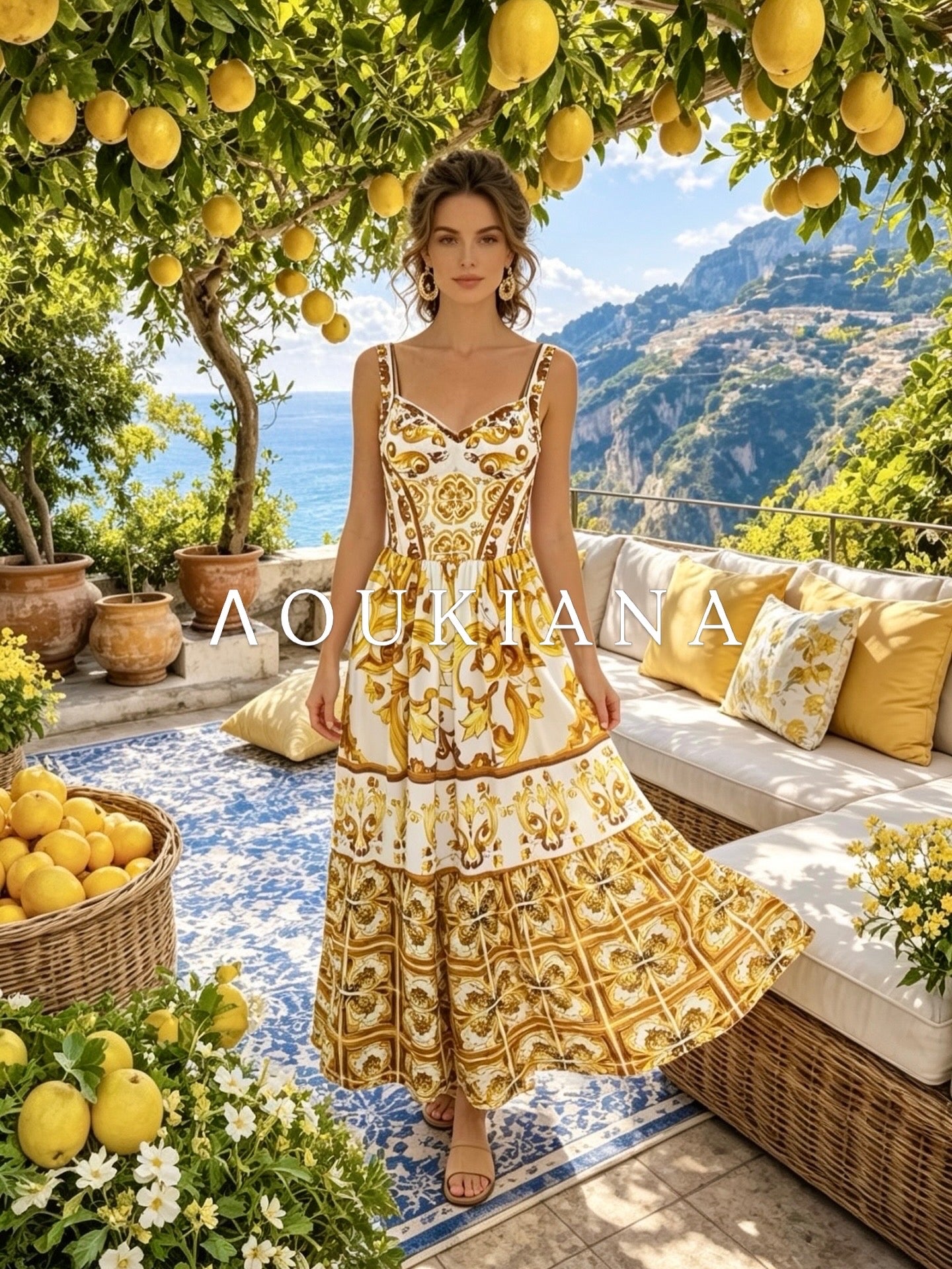 Summer Dress with Yellow Print