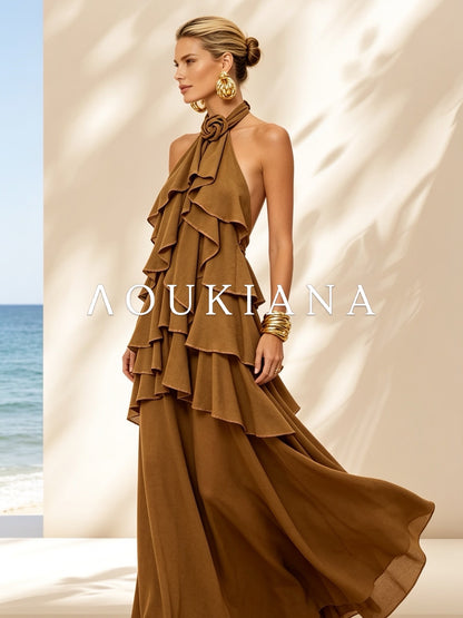 Halter Maxi Dress in Brown