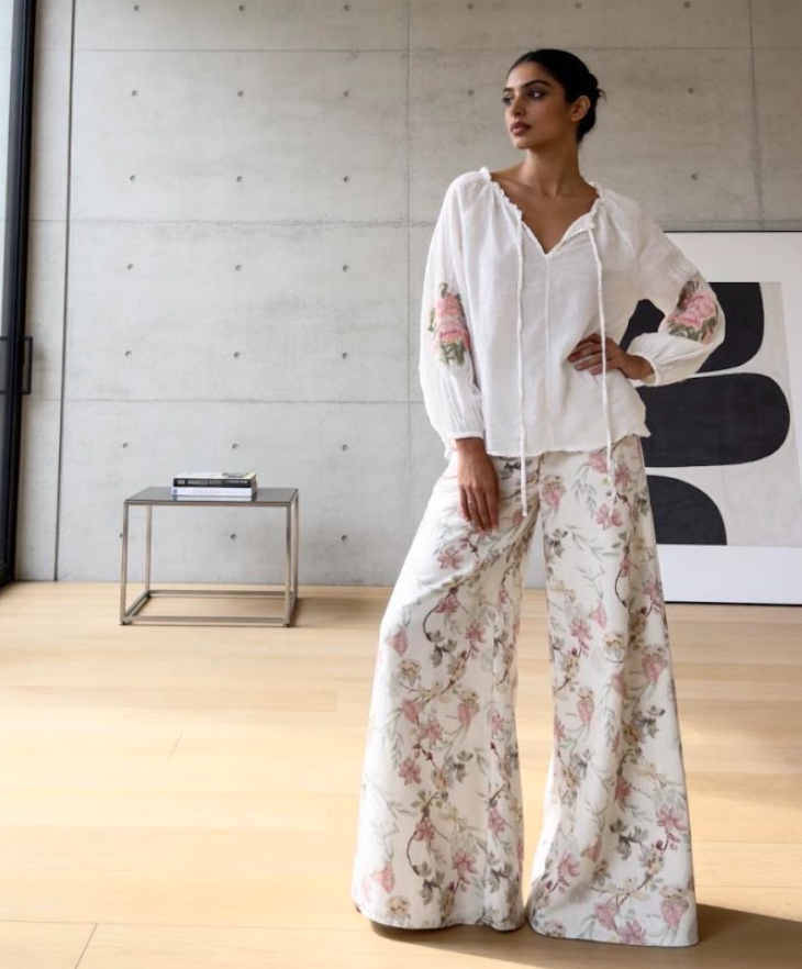 Wide Jeans in Flower Print