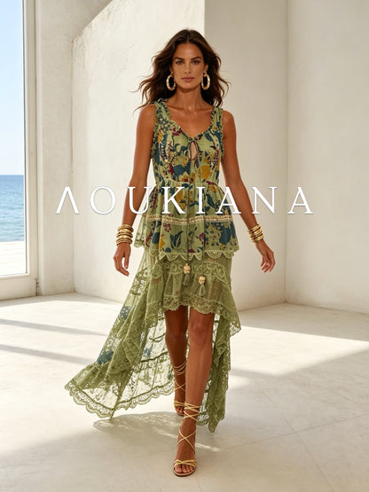 High Low Dress in Green