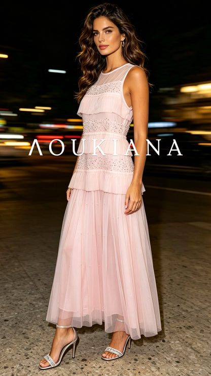 Tiered Midi Dress in Light Pink