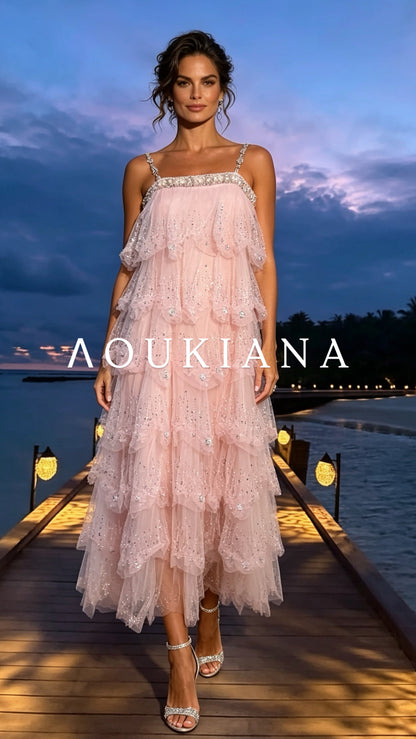 Tulle Midi Dress in Pink