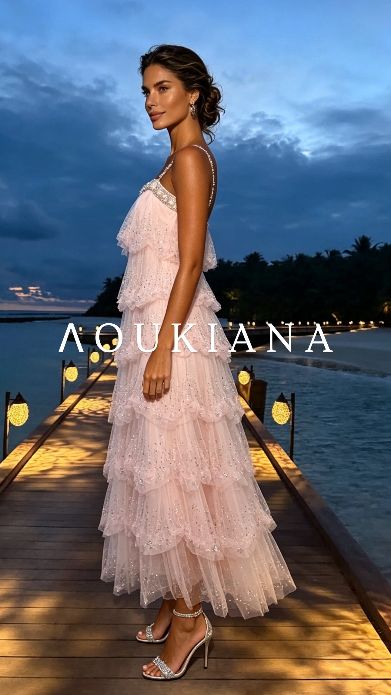 Tulle Midi Dress in Pink