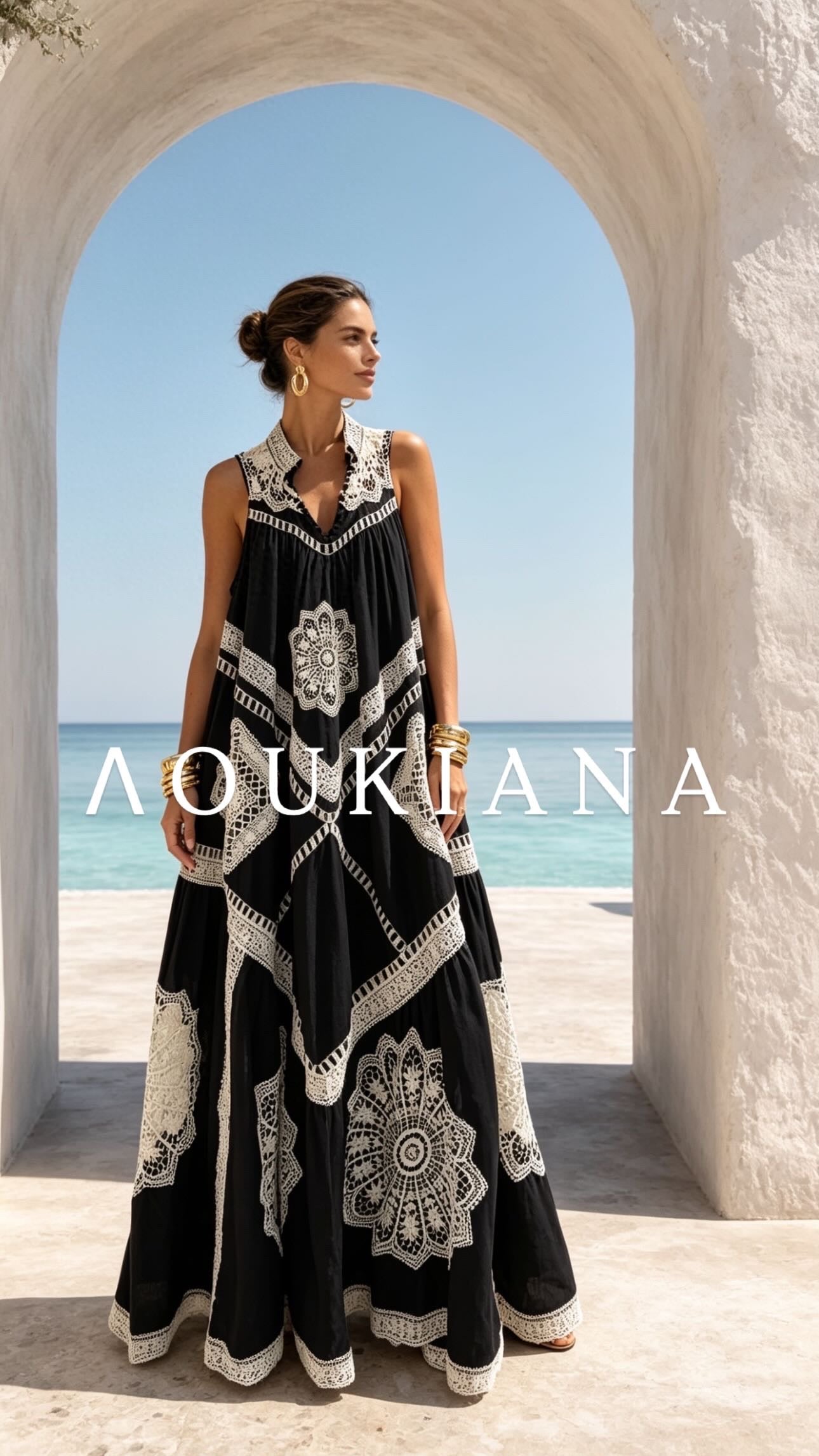 Maxi Dress with Lace Embroidery
