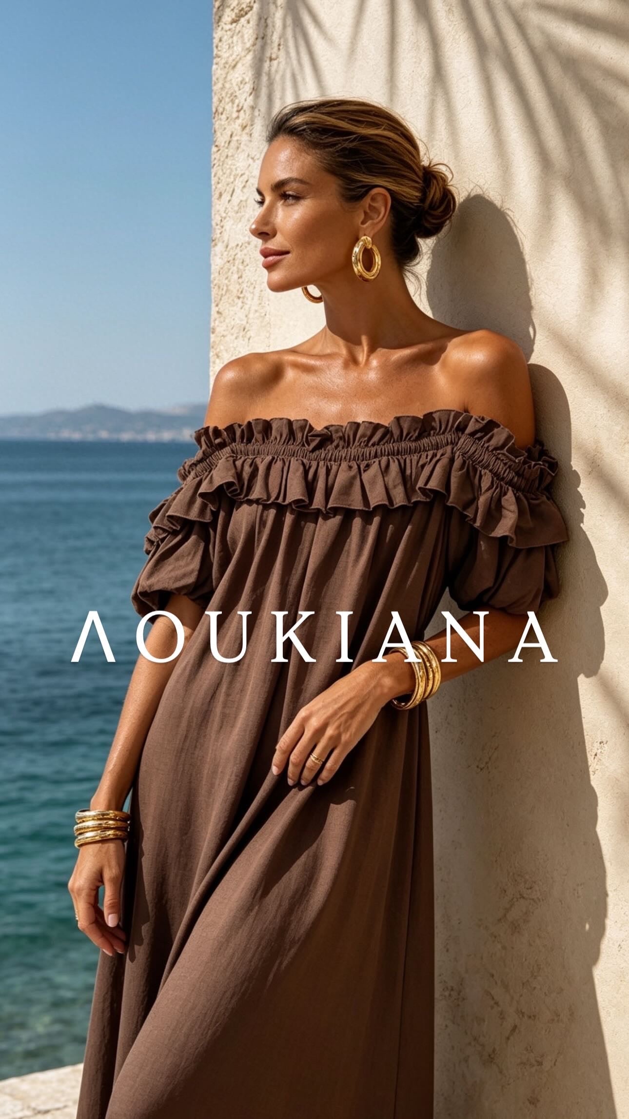 Airy Dress in brown colour