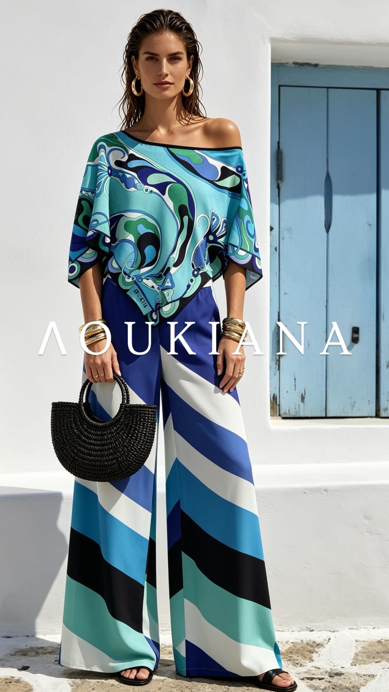 Elegant Set with Blue Print