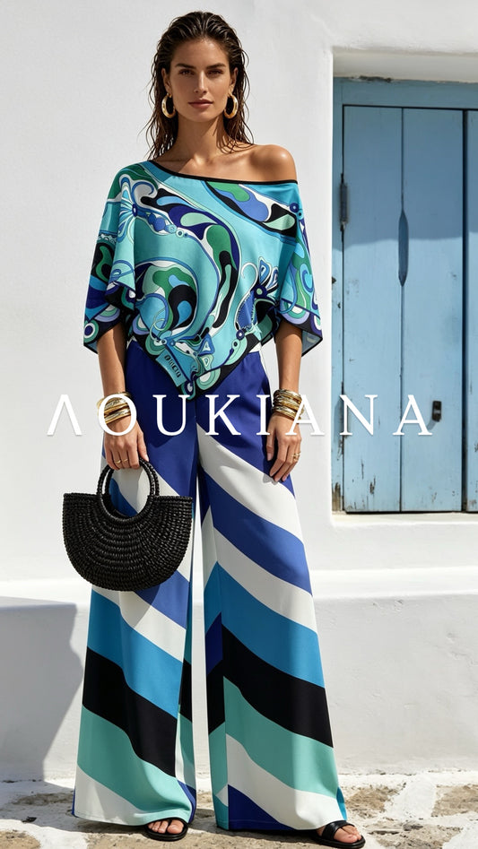 Elegant Set with Blue Print